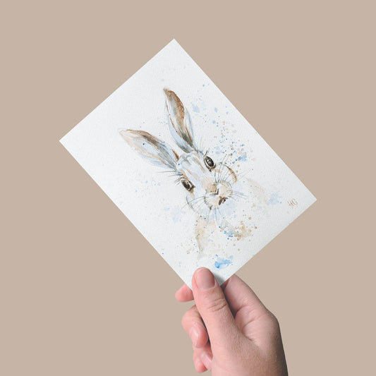 Expressiv-realistisches Postkarte „Winterhoppler“ – Handgemalt auf Leinwand von H1Z ART in lebendiger Atmosphäre