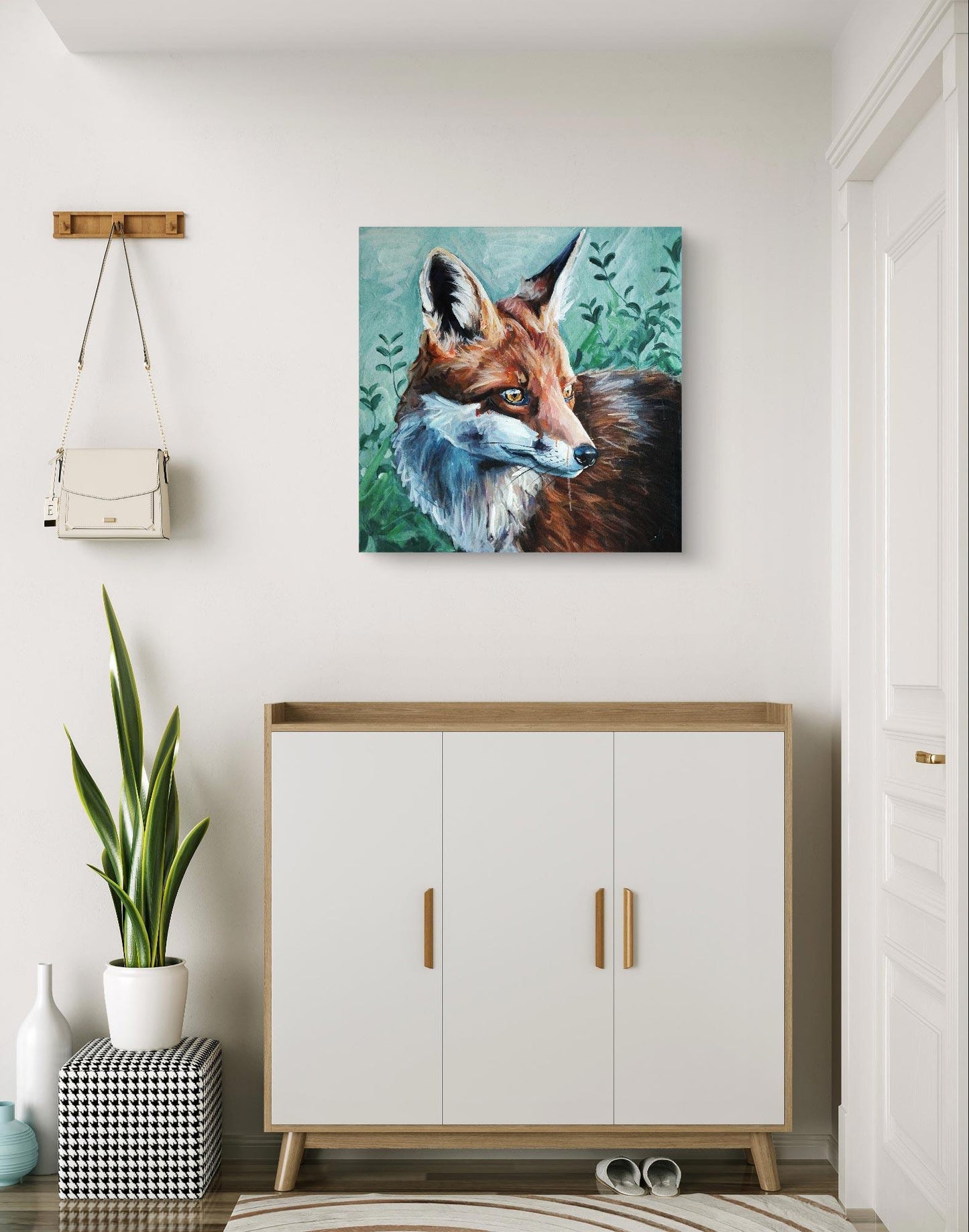 Premium Gemälde 'Fuchs im Wald' 70 x 70 cm - Heinz