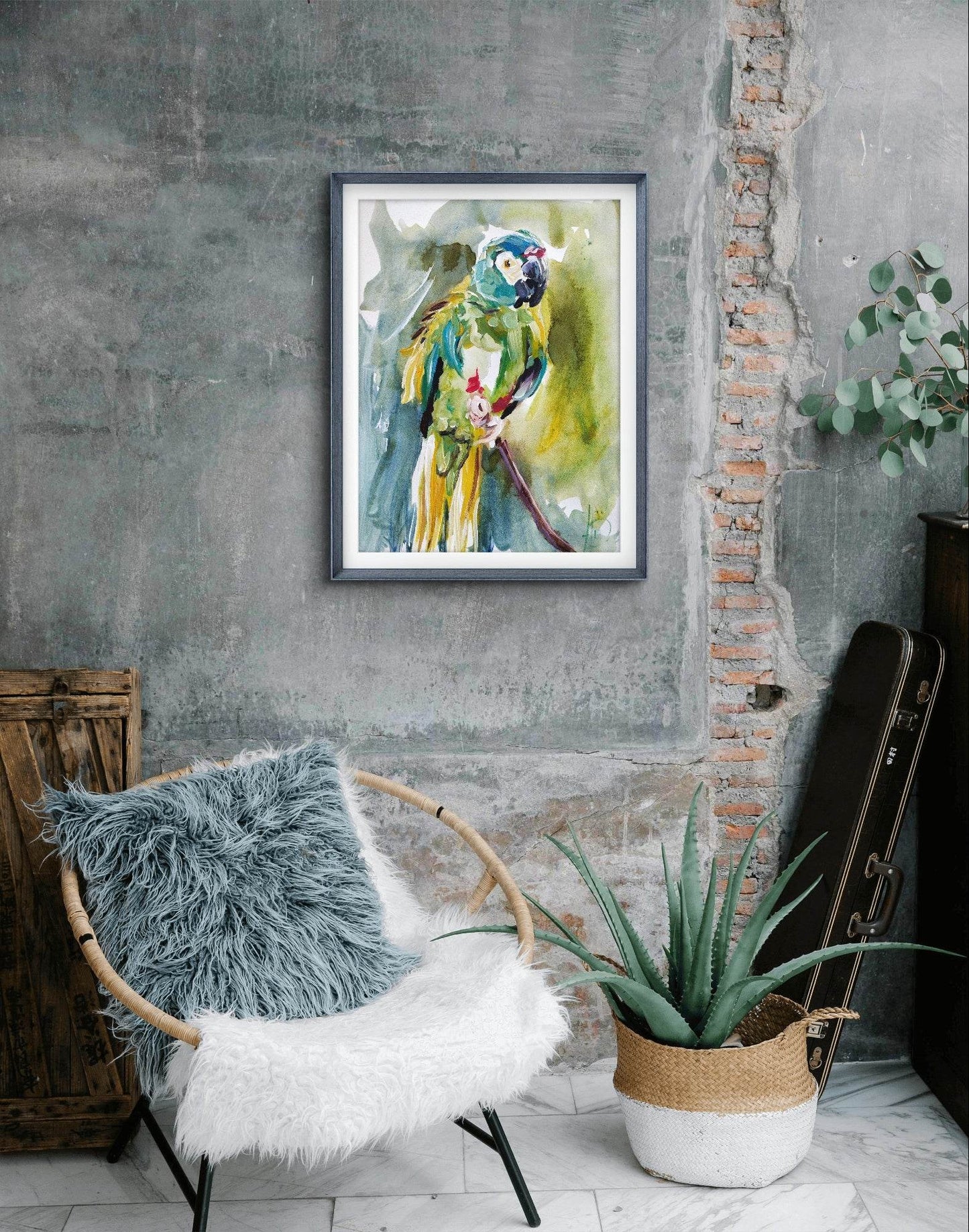 Aquarellbild Papagei (30 × 40 cm)