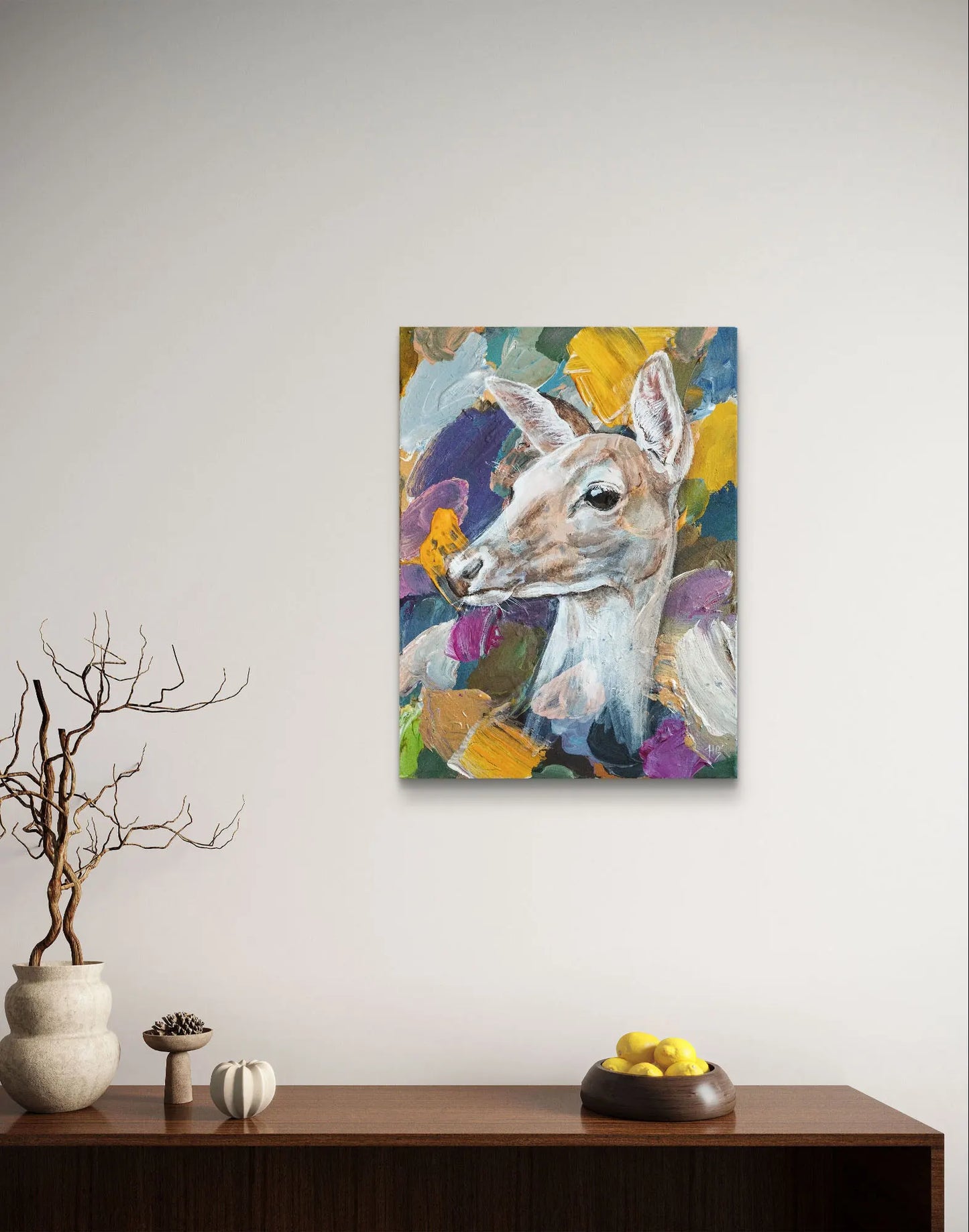 Painting Gentle Deer – hand-painted original acrylic painting (30 x 40 cm)