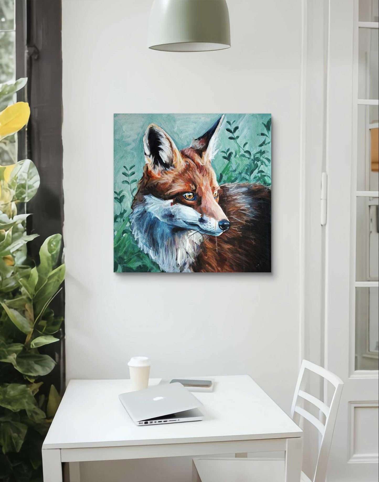 Premium Gemälde 'Fuchs im Wald' 70 x 70 cm - Heinz