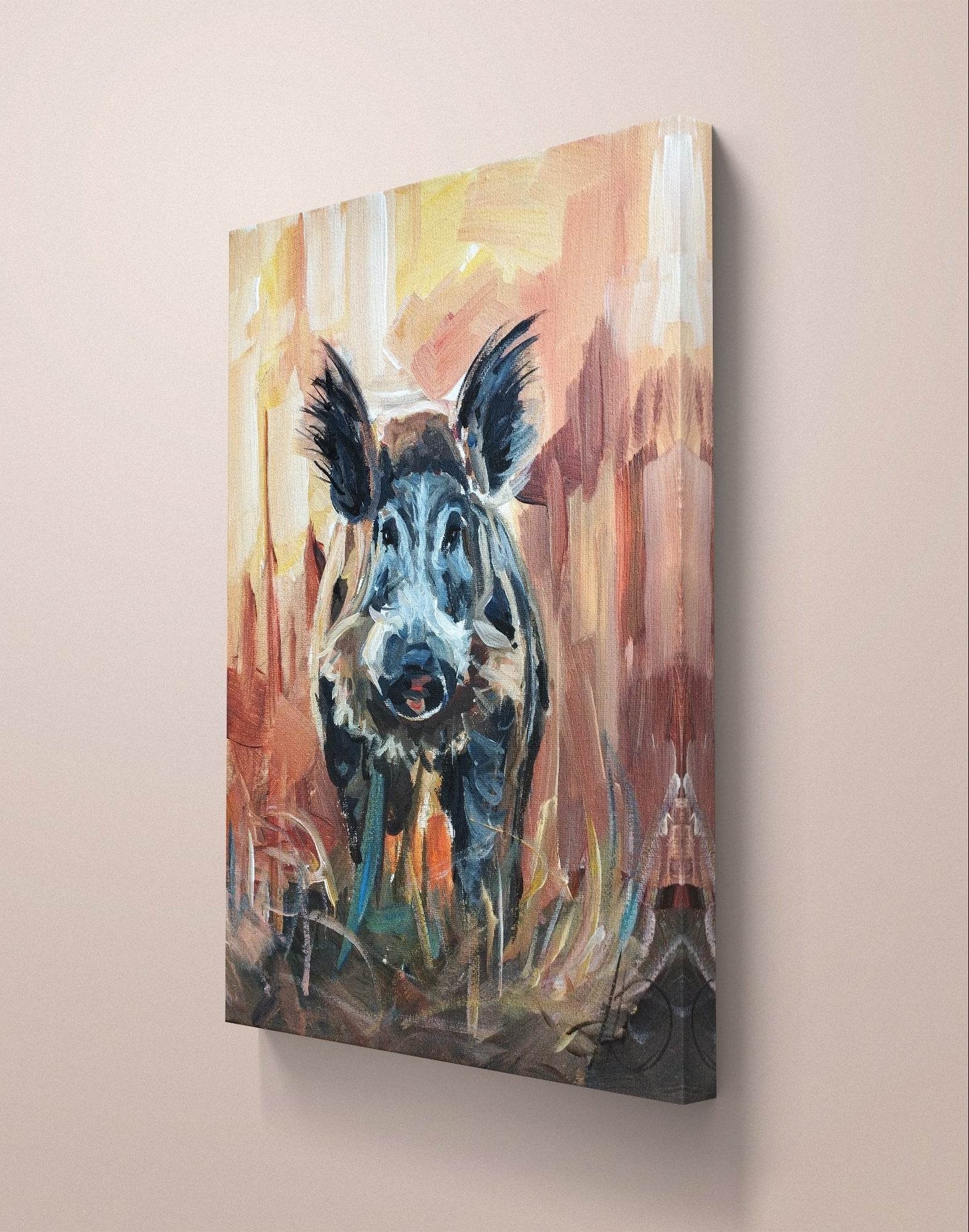 H1Z ART Acrylbild Gemälde Wildschwein – handgemaltes Original Acrylbild (30 x 40 cm)