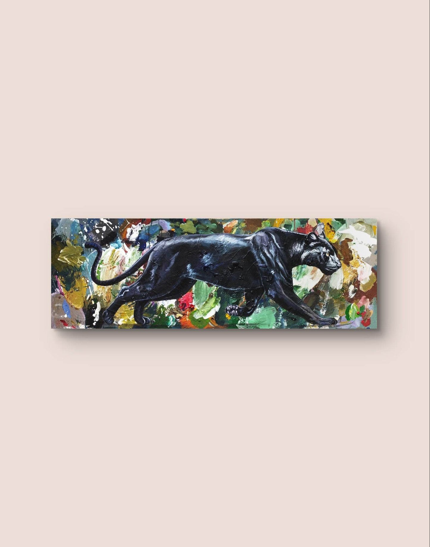 Gemälde Panther – handgemaltes Original Acrylbild (120 x 40 cm) - H1Z Art