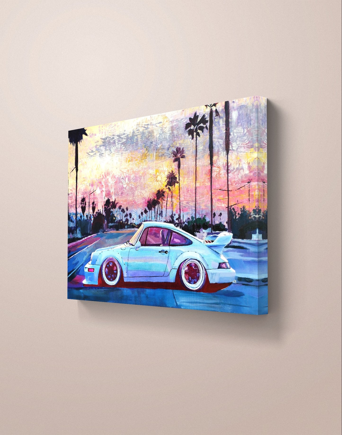 Premium Gemälde "Porsche 911 – Dynamik in Farbe" 100 x 70 cm - Heinz