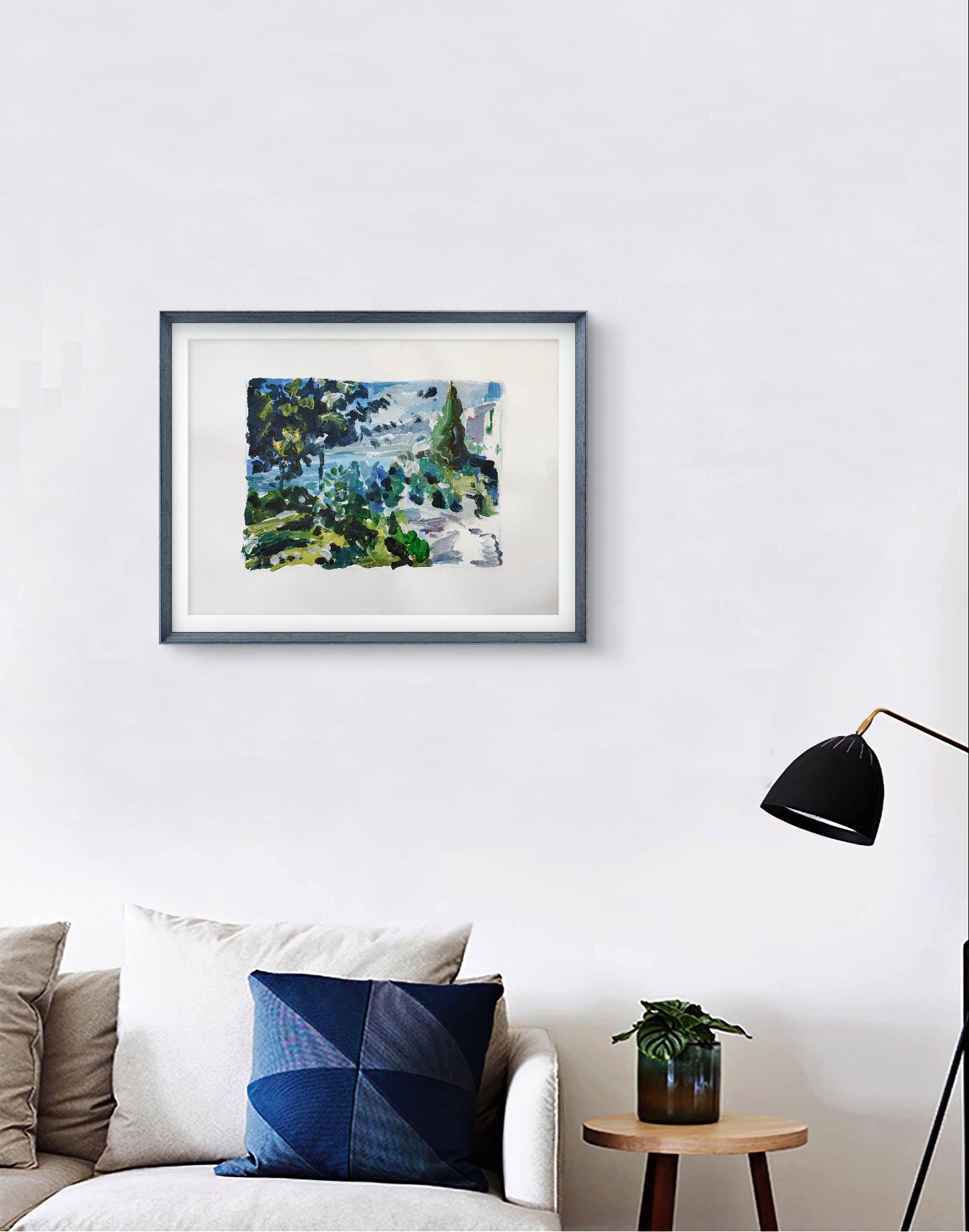 Aquarellbild "Land am Meer" 30 x 40 cm - Heinz