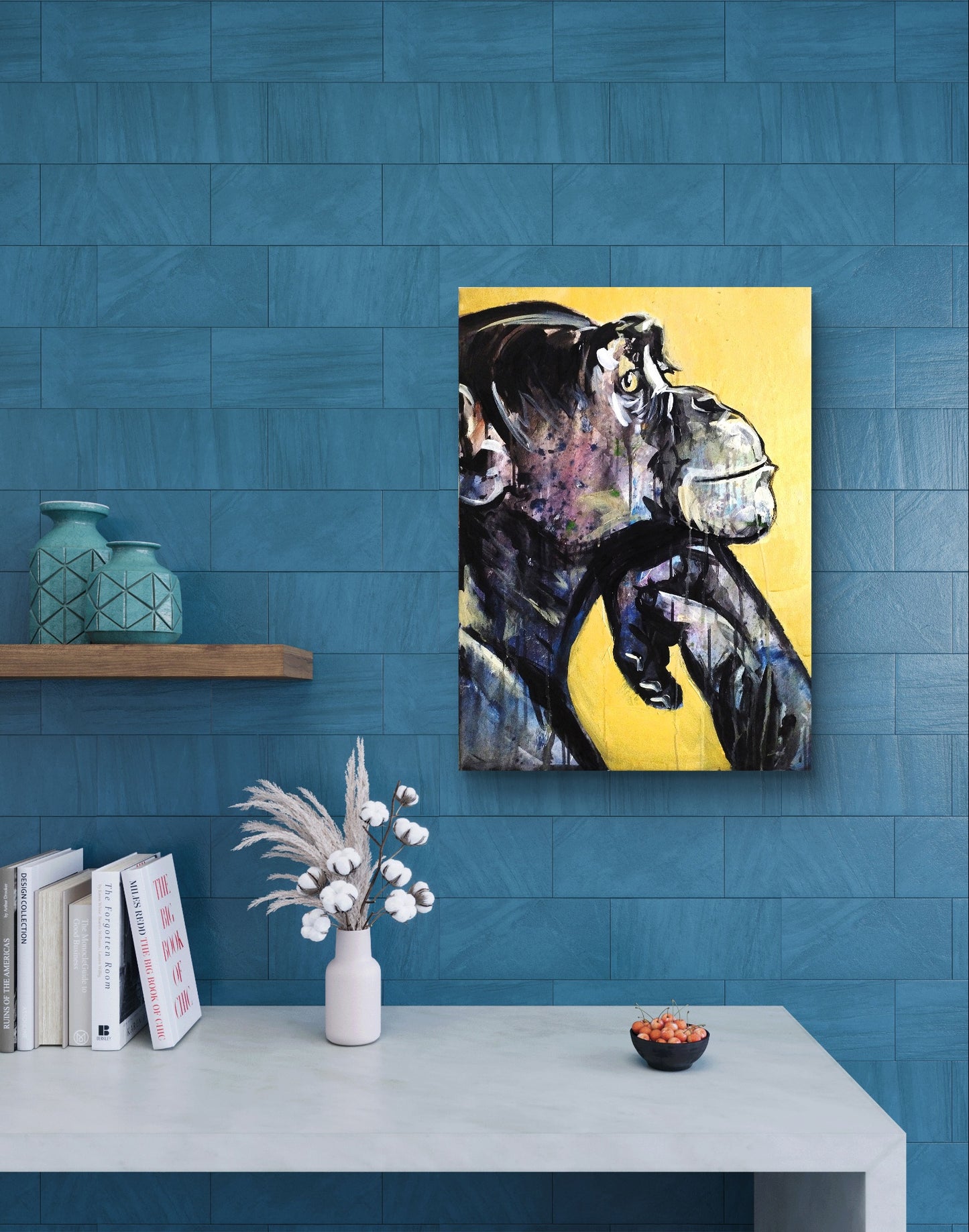 Gemälde "Nachdenklicher Affe" 50 x 70 cm - Heinz
