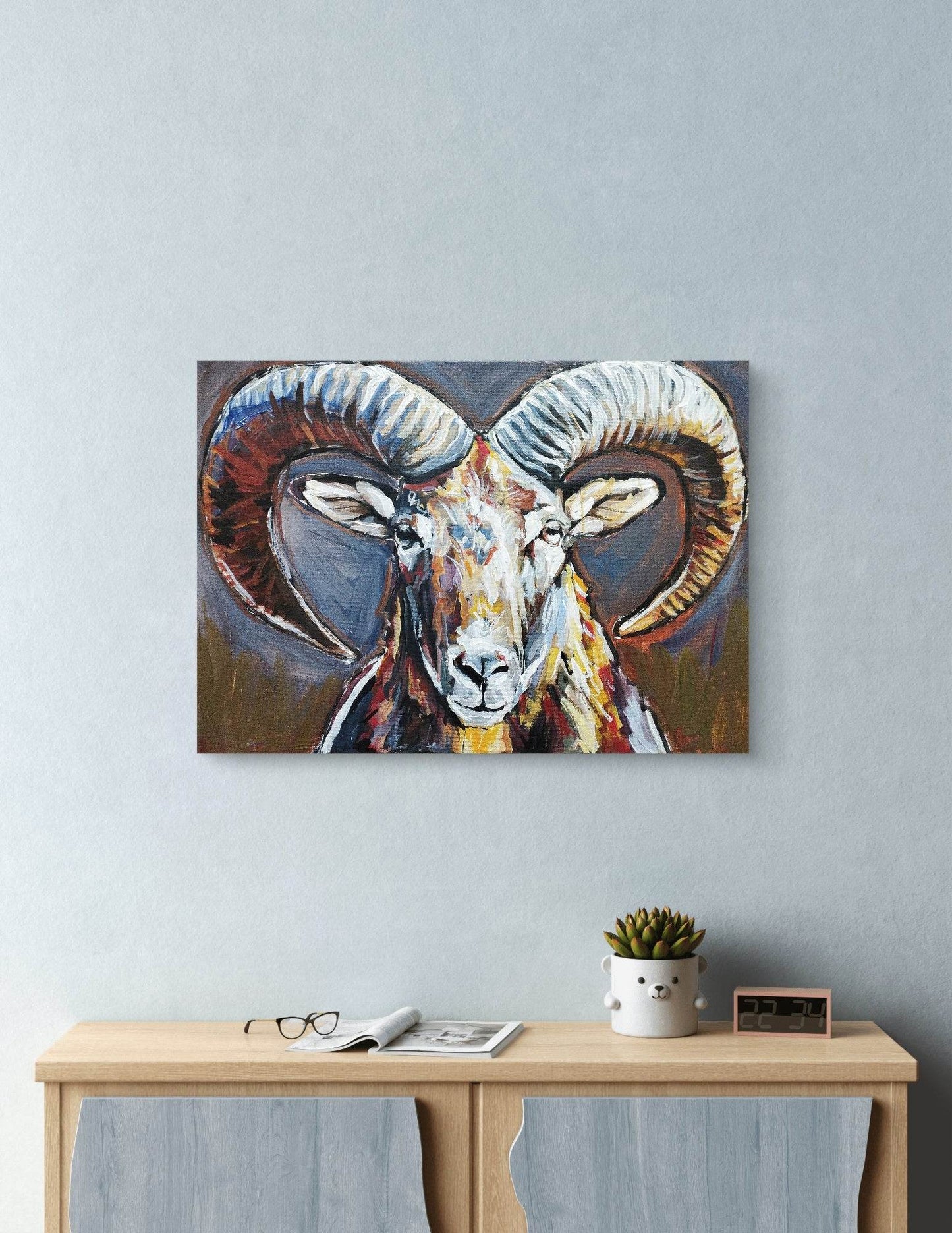 Gemälde Steinbock – handgemaltes Original Acrylbild (50 x 70 cm)