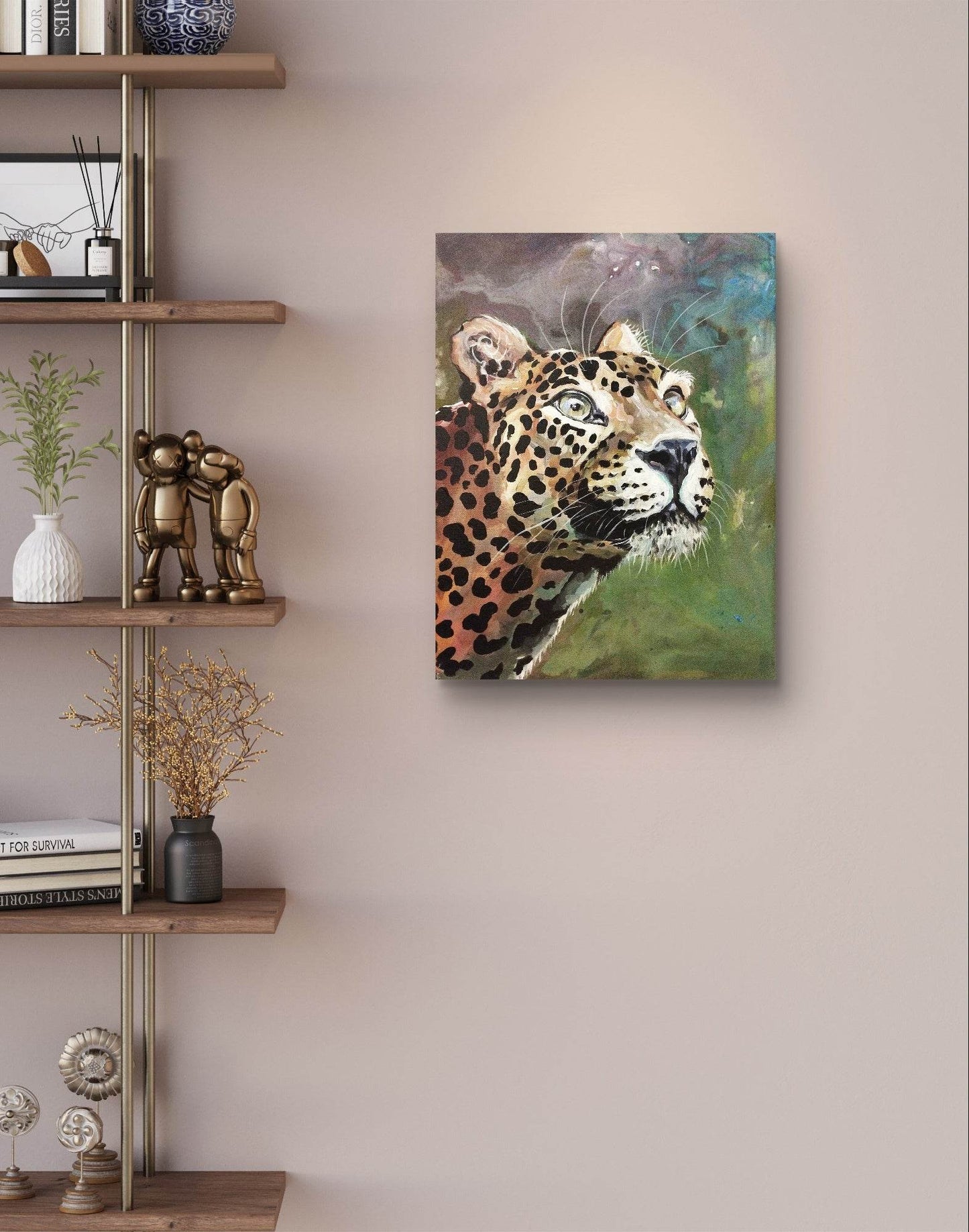 H1Z ART Acrylbild Gemälde Leopard – handgemaltes Original Acrylbild (30 x 40 cm)