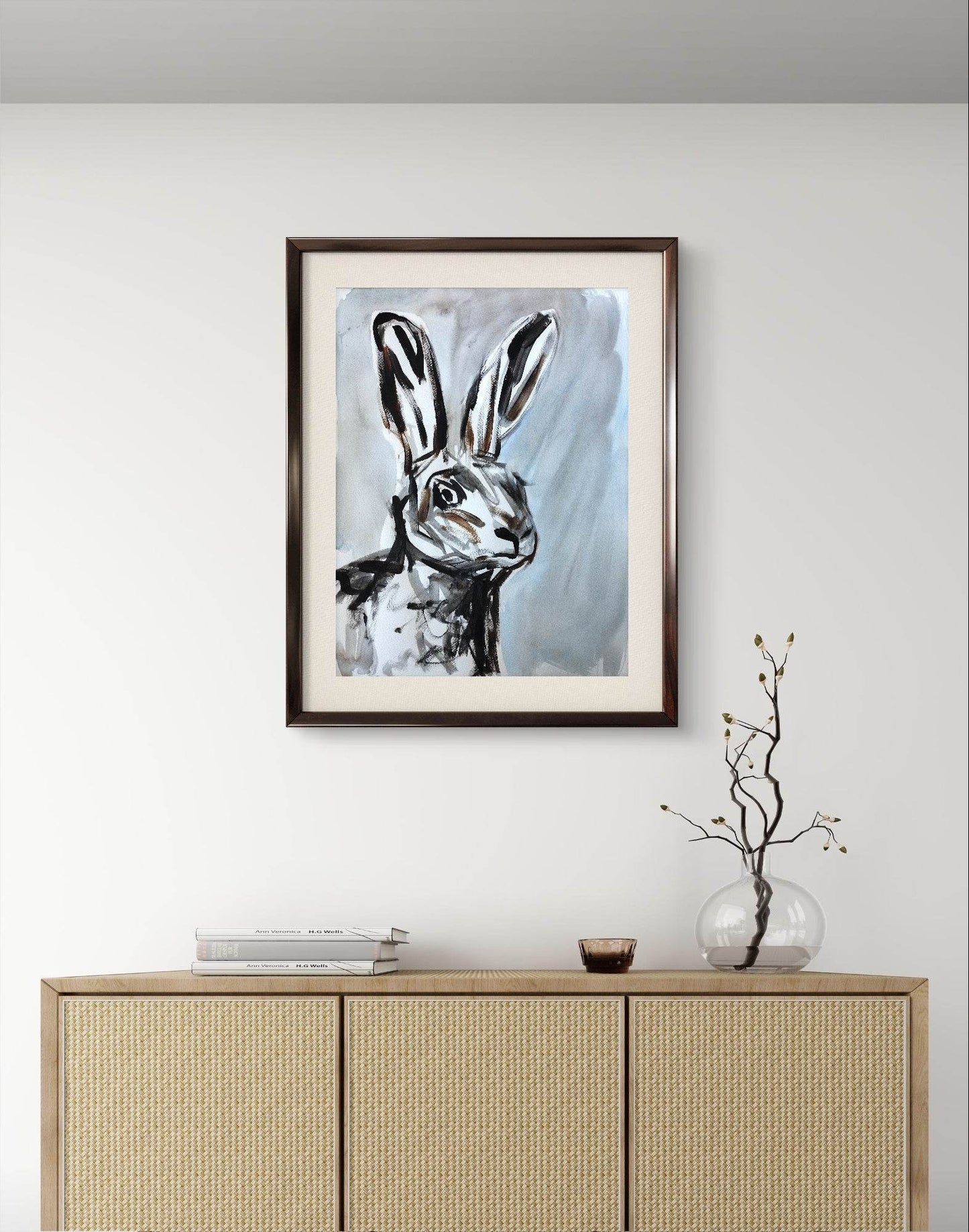 Aquarellbild Hasenporträt (30 × 40 cm)