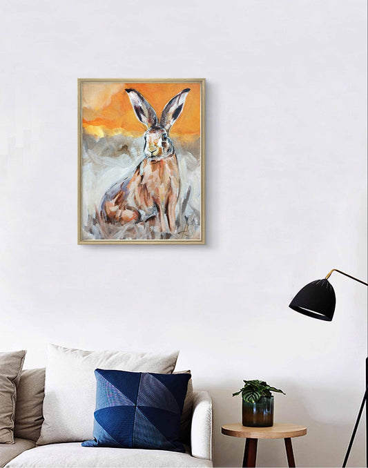 H1Z ART Acrylbild Gemälde Feldhase – handgemaltes Original Acrylbild (30 x 40 cm)
