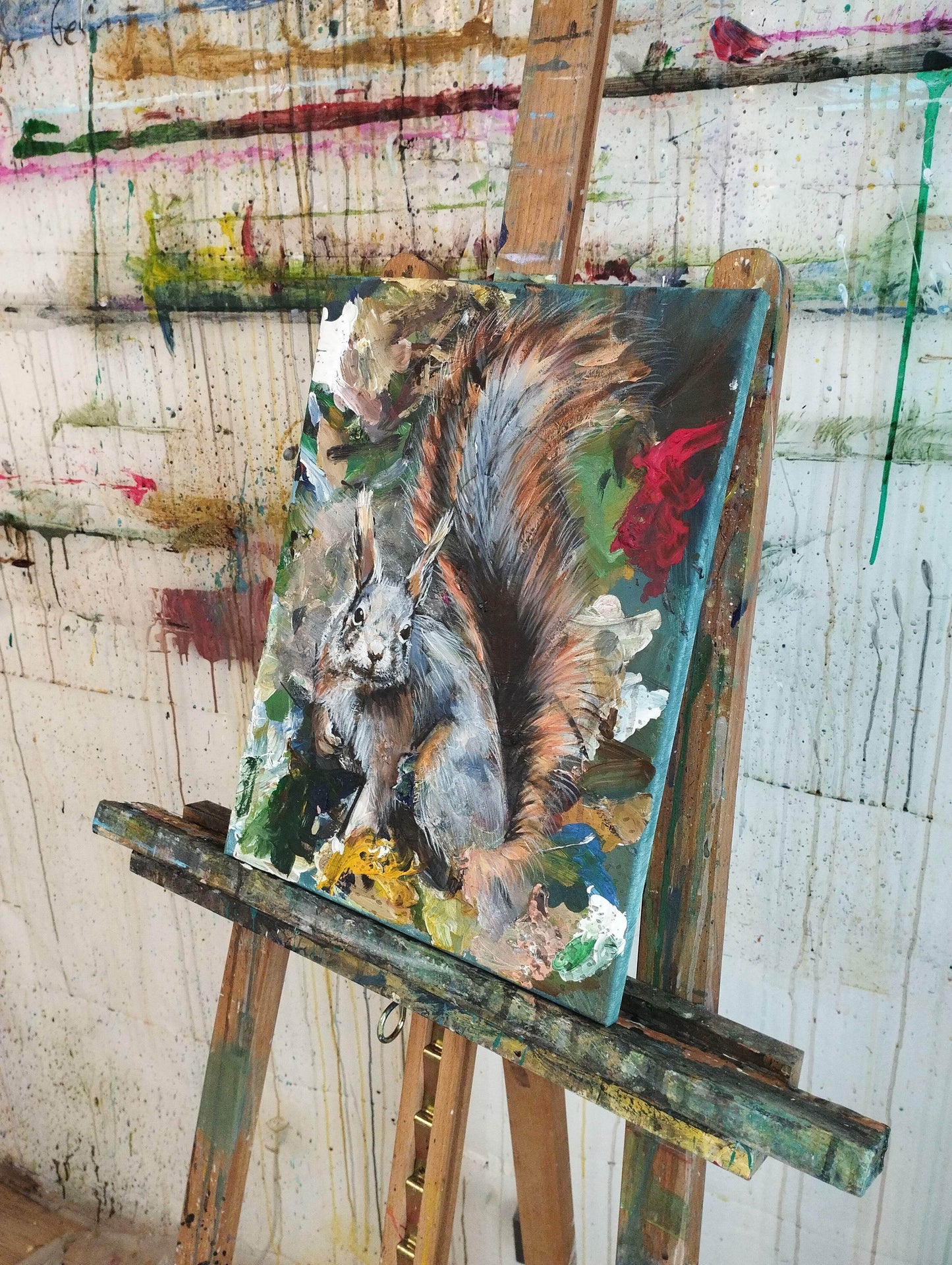 Gemälde Eichhörnchen – handgemaltes Original Acrylbild (30 x 40 cm)