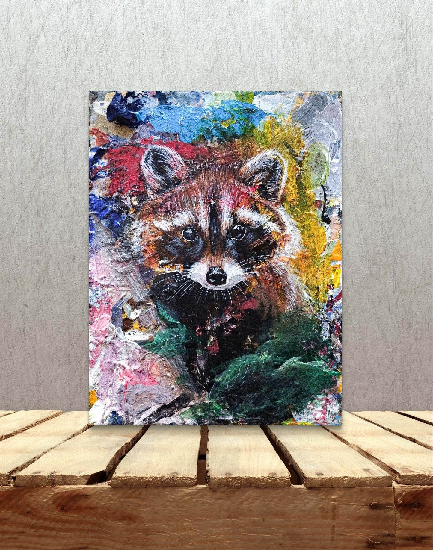 Gemälde Waschbär – handgemaltes Original Acrylbild (18 x 24 cm)