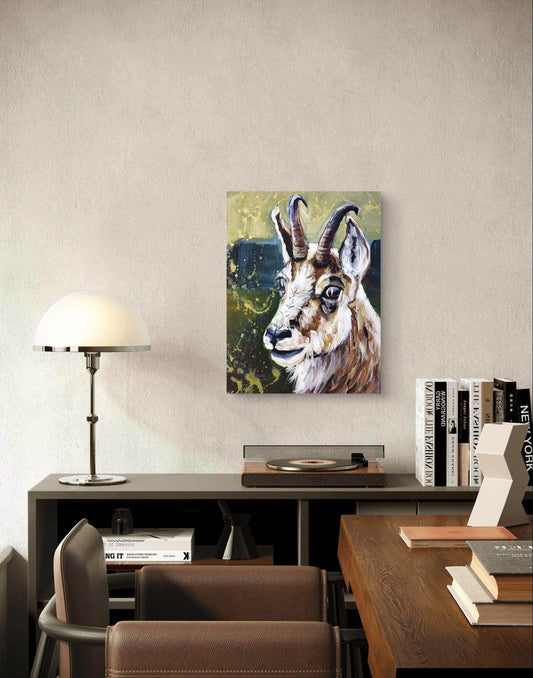 H1Z ART Acrylbild Gemälde Ziege – handgemaltes Original Acrylbild (30 x 40 cm)