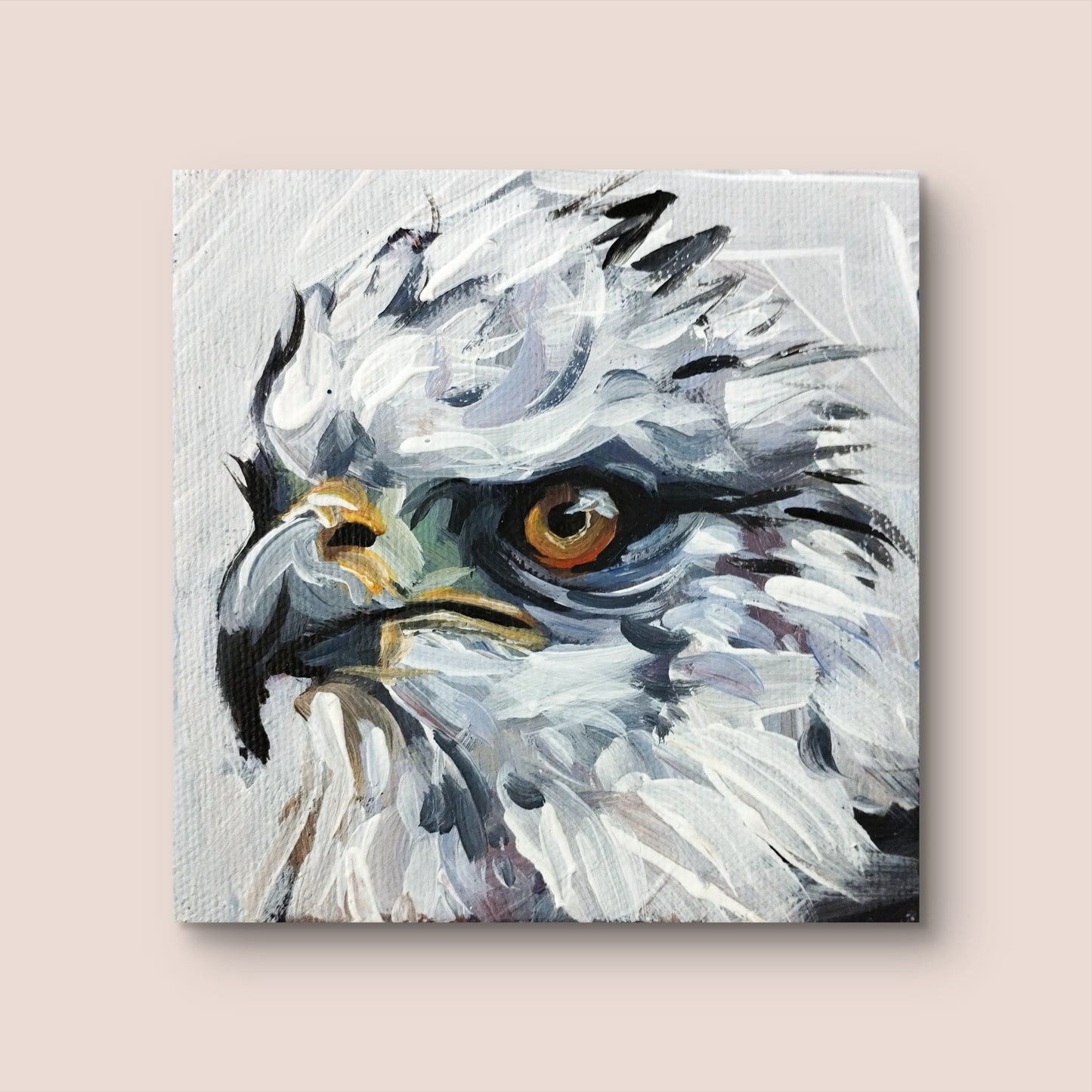 Heinz Acrylbild Acrylgemälde auf Leinwand - "König der Lüfte" 11 x 10,5 cm