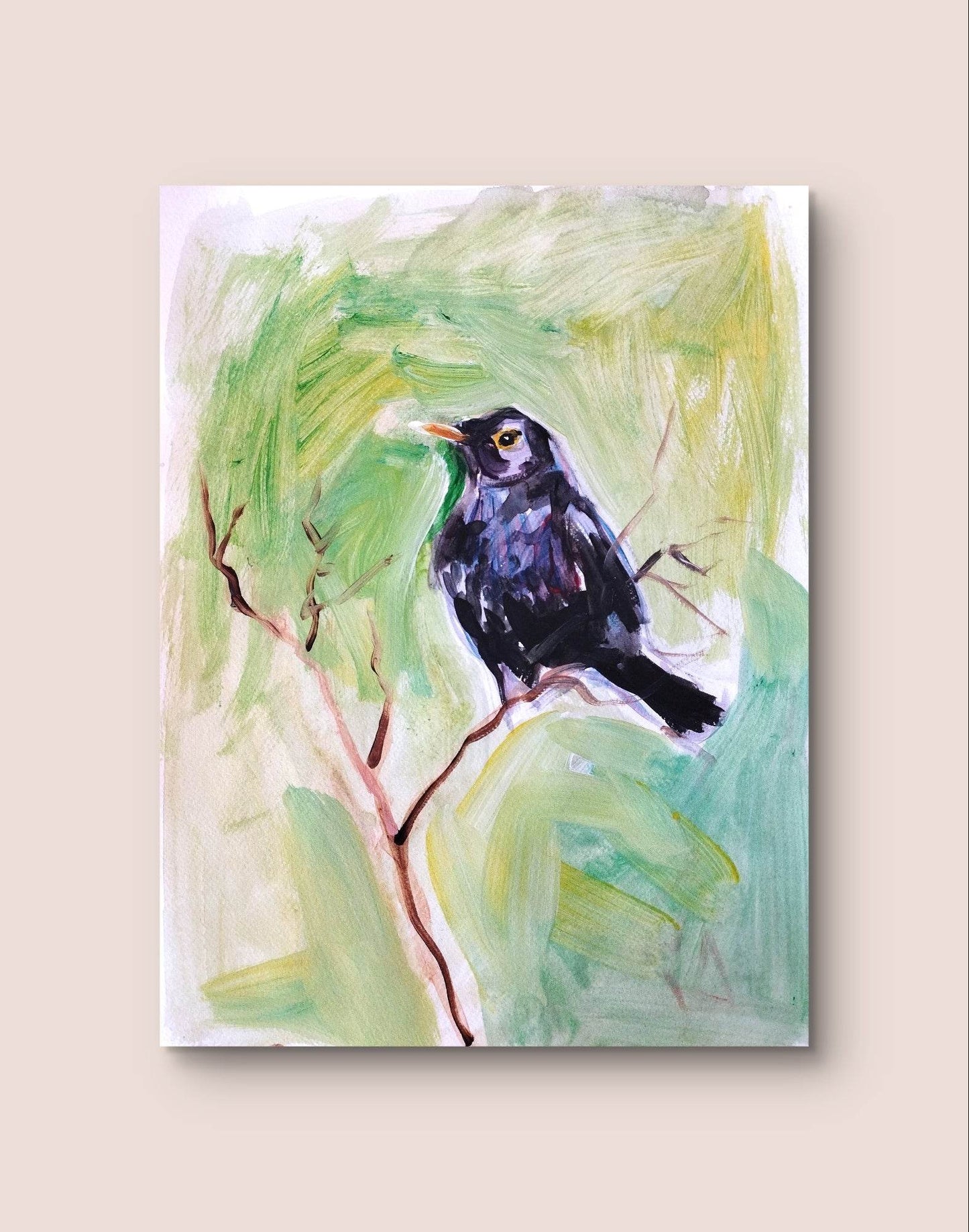 Aquarellbild Amsel (30 × 40 cm)