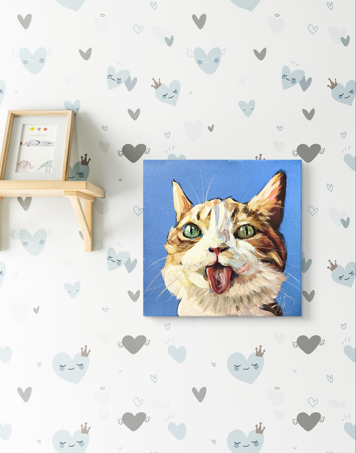 Gemälde "Katze mit Zungenspaß" 20 x 20 cm - Heinz