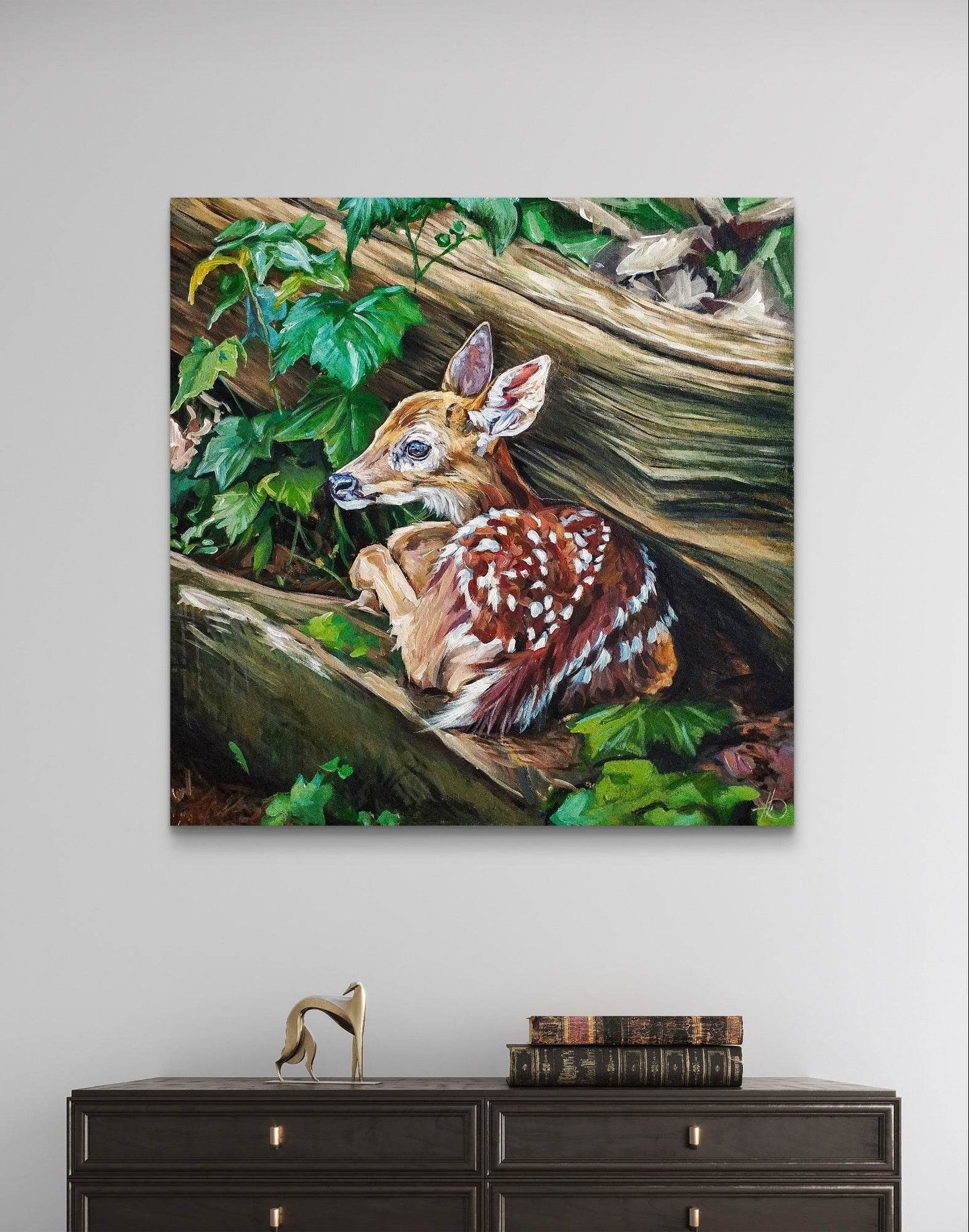 Heinz Acrylbild Wandbild junges Reh Acryl auf Leinwand (100 x 100 cm)