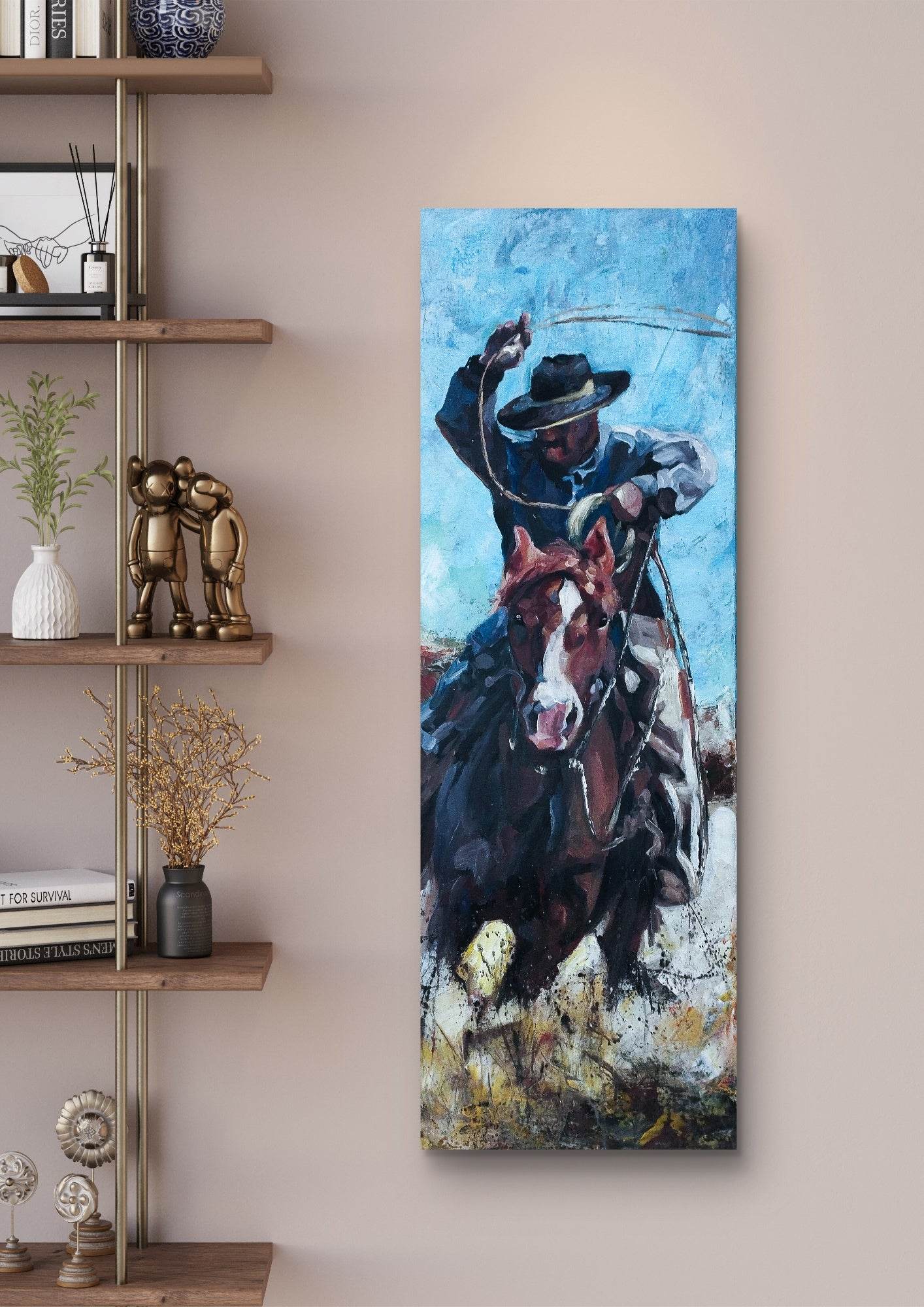 Gemälde Cowboy – handgemaltes Original Acrylbild (120 x 40 cm)