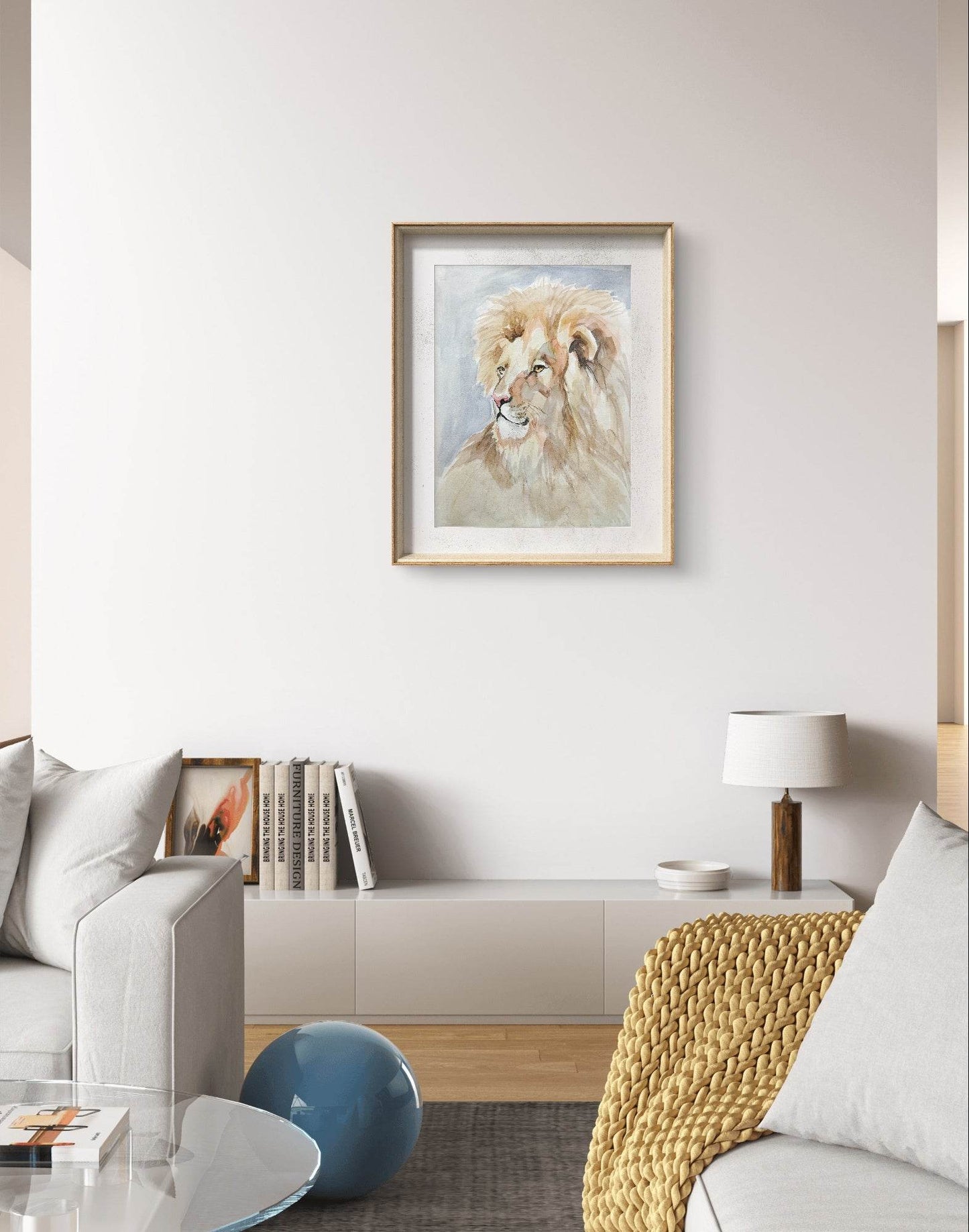 Löwen-Aquarell – Kraftvolles Tierbild Original Aquarellpapier (30 × 40 cm)