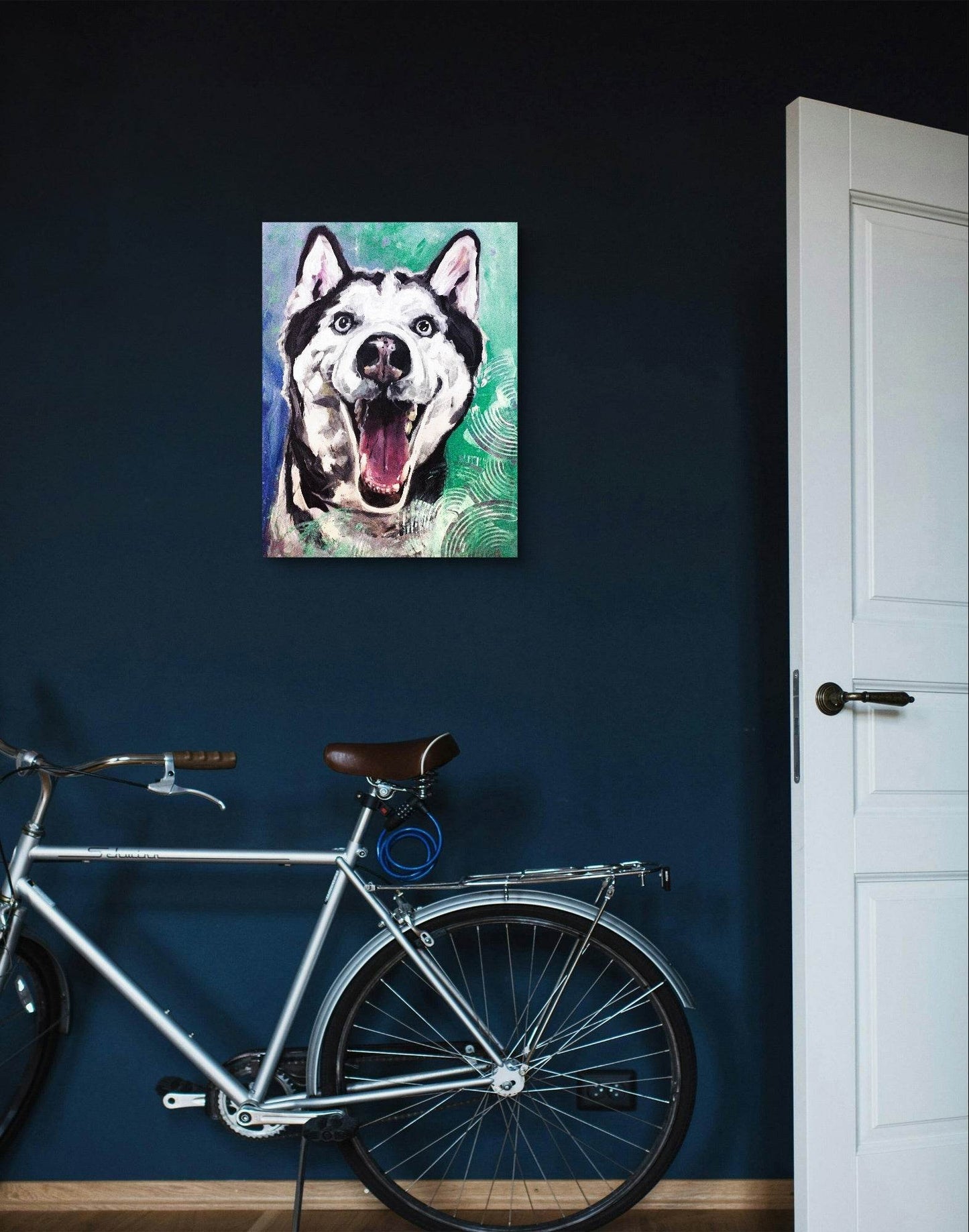 H1Z ART Acrylbild Gemälde Husky – handgemaltes Original Acrylbild (30 x 40 cm)