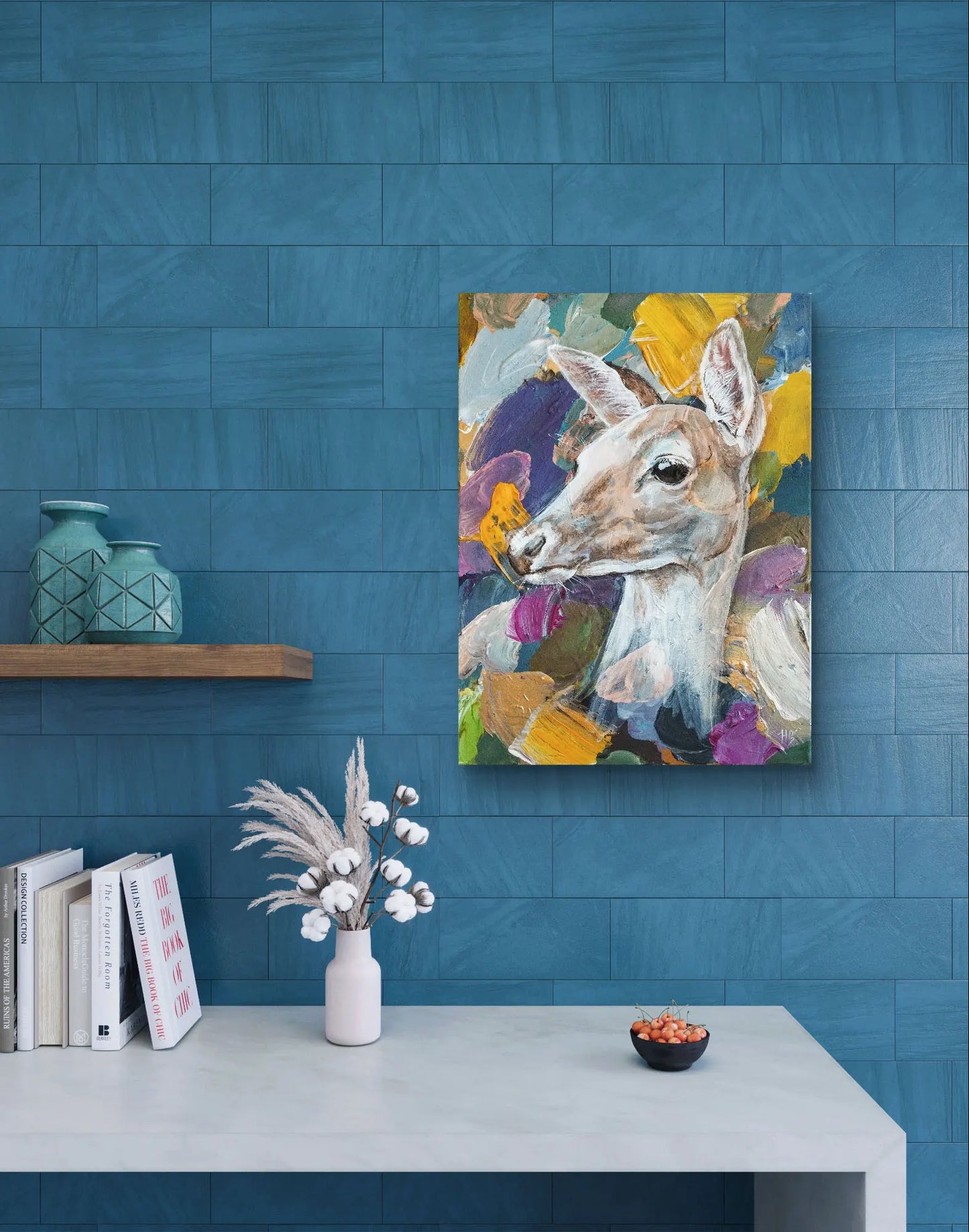 Painting Gentle Deer – hand-painted original acrylic painting (30 x 40 cm)