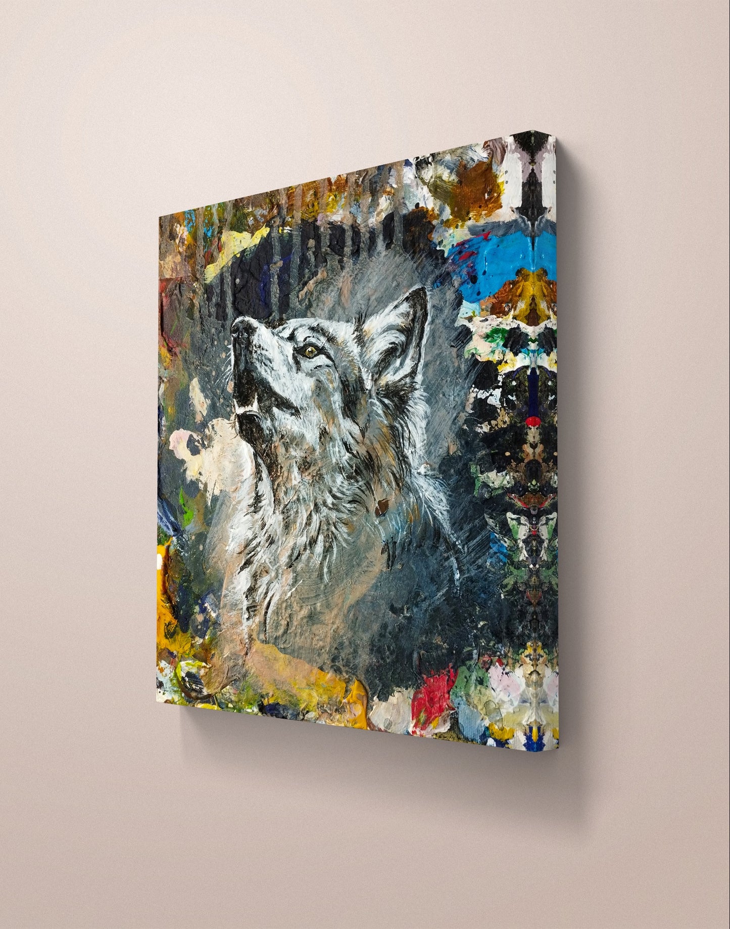Premium Gemälde "Einsamer Jäger" 24 x 22 cm - Heinz