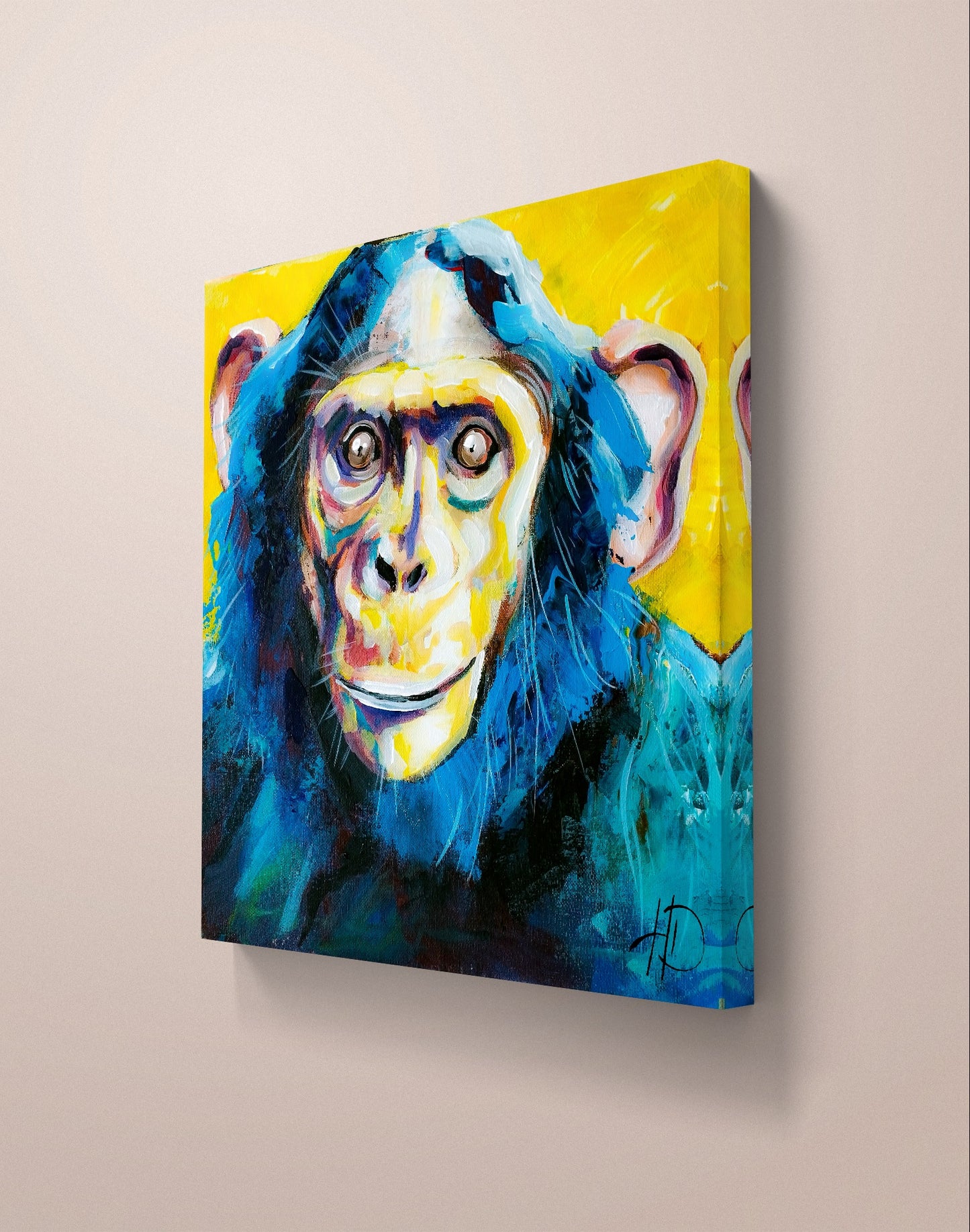 Premium Gemälde "Blick des Affen" 40 x 40 cm - Heinz