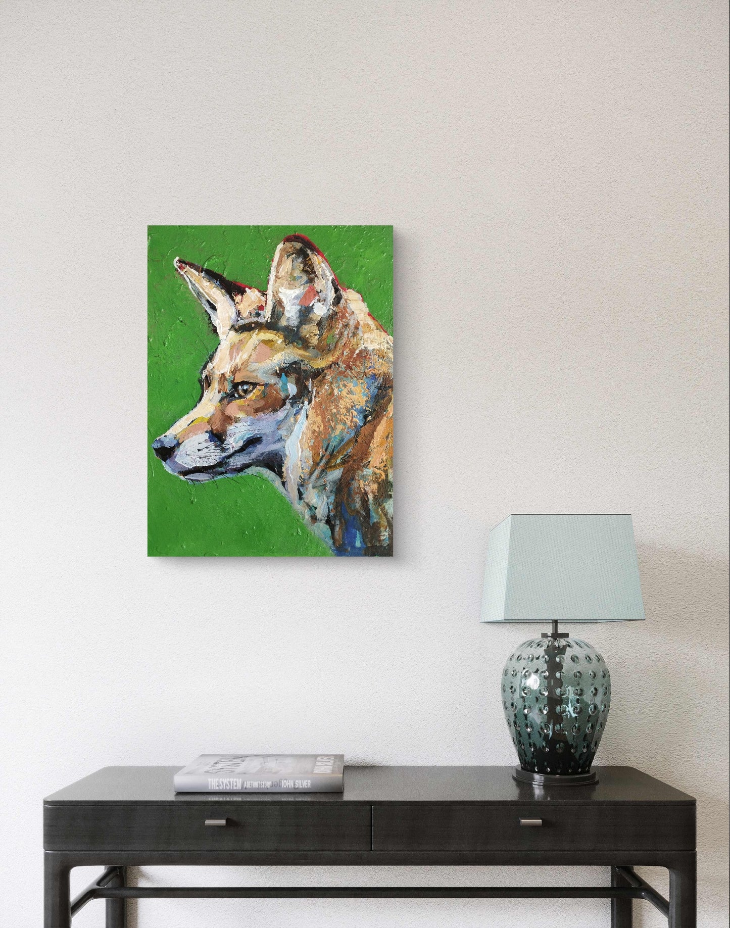 Premium Gemälde "Grüner Fuchs" 30 x 40 cm - Heinz