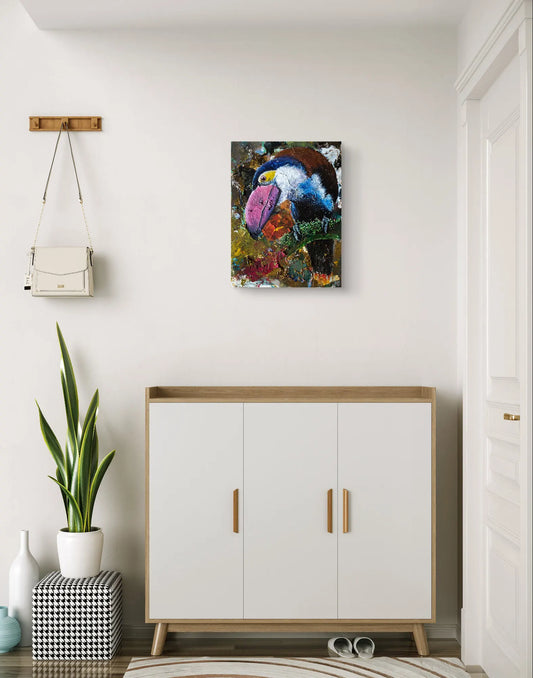 H1Z ART Acrylbild Gemälde Tukan – handgemaltes Original Acrylbild (30 x 40 cm)