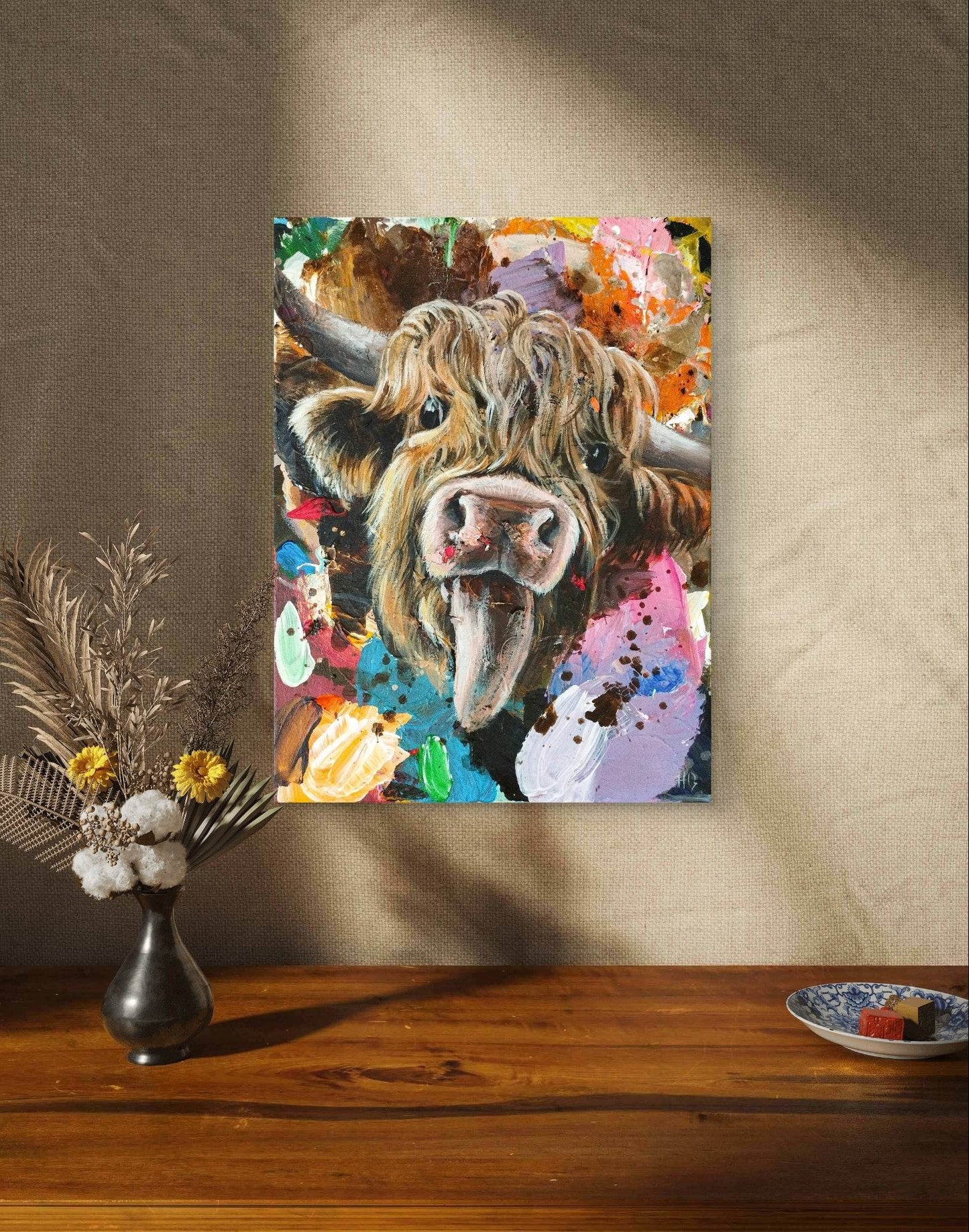 Wandbild Kuh Acryl auf Leinwand (30 x 40 cm) - H1Z Art – Zeitgenössische Kunst aus Leipzig