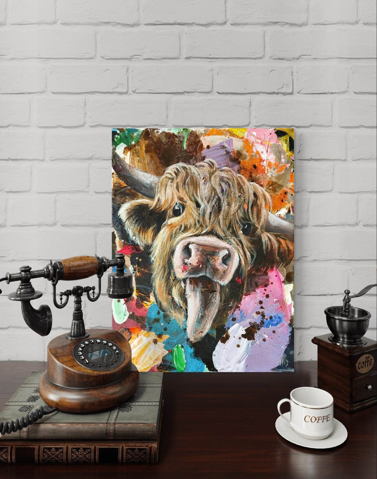 Wandbild Kuh Acryl auf Leinwand (30 x 40 cm) - H1Z Art – Zeitgenössische Kunst aus Leipzig
