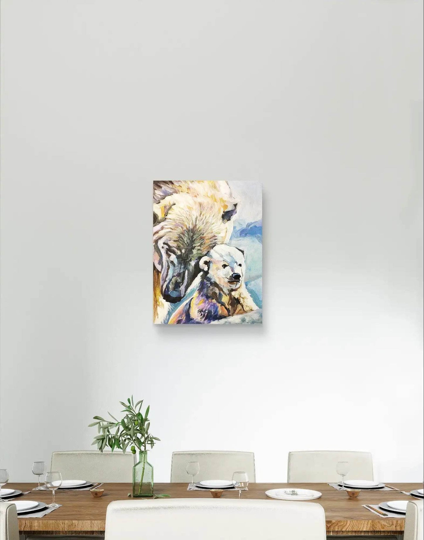 H1Z ART Acrylbild Gemälde Eisbär – handgemaltes Original Acrylbild (30 x 40 cm)
