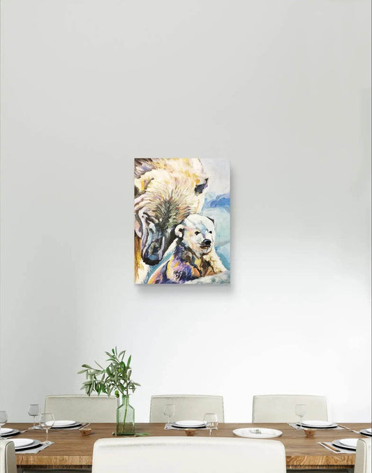Expressiv-realistisches Gemälde Eisbär – handgemaltes Original Acrylbild (30 x 40 cm) auf Leinwand von H1Z ART in lebendiger Atmosphäre