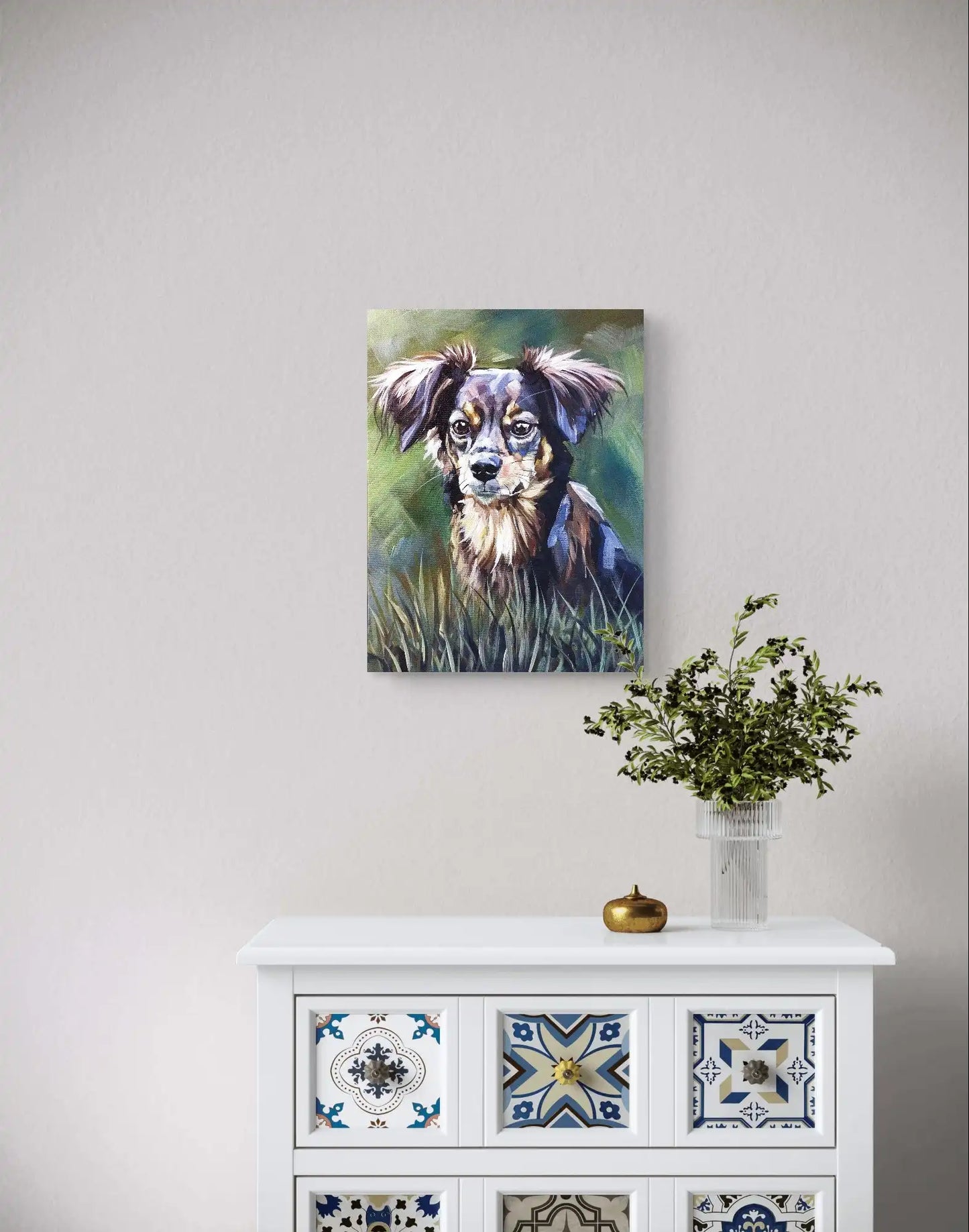 Heinz Acrylbild Acrylgemälde auf Leinwand - "Chihuahua in Charme" 30 x 40 cm