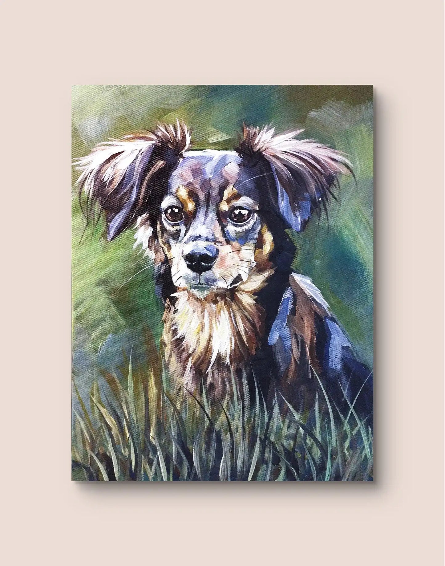 Heinz Acrylbild Acrylgemälde auf Leinwand - "Chihuahua in Charme" 30 x 40 cm