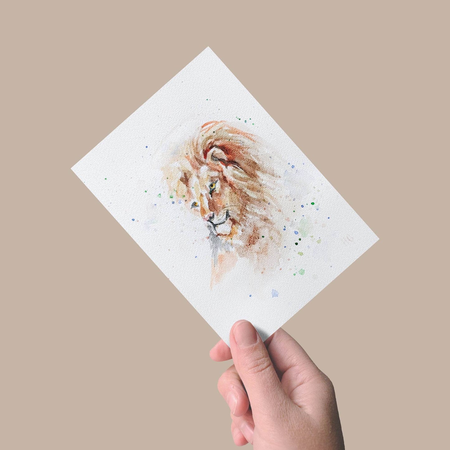 Postkarte „Löwe“ – Handgemalt