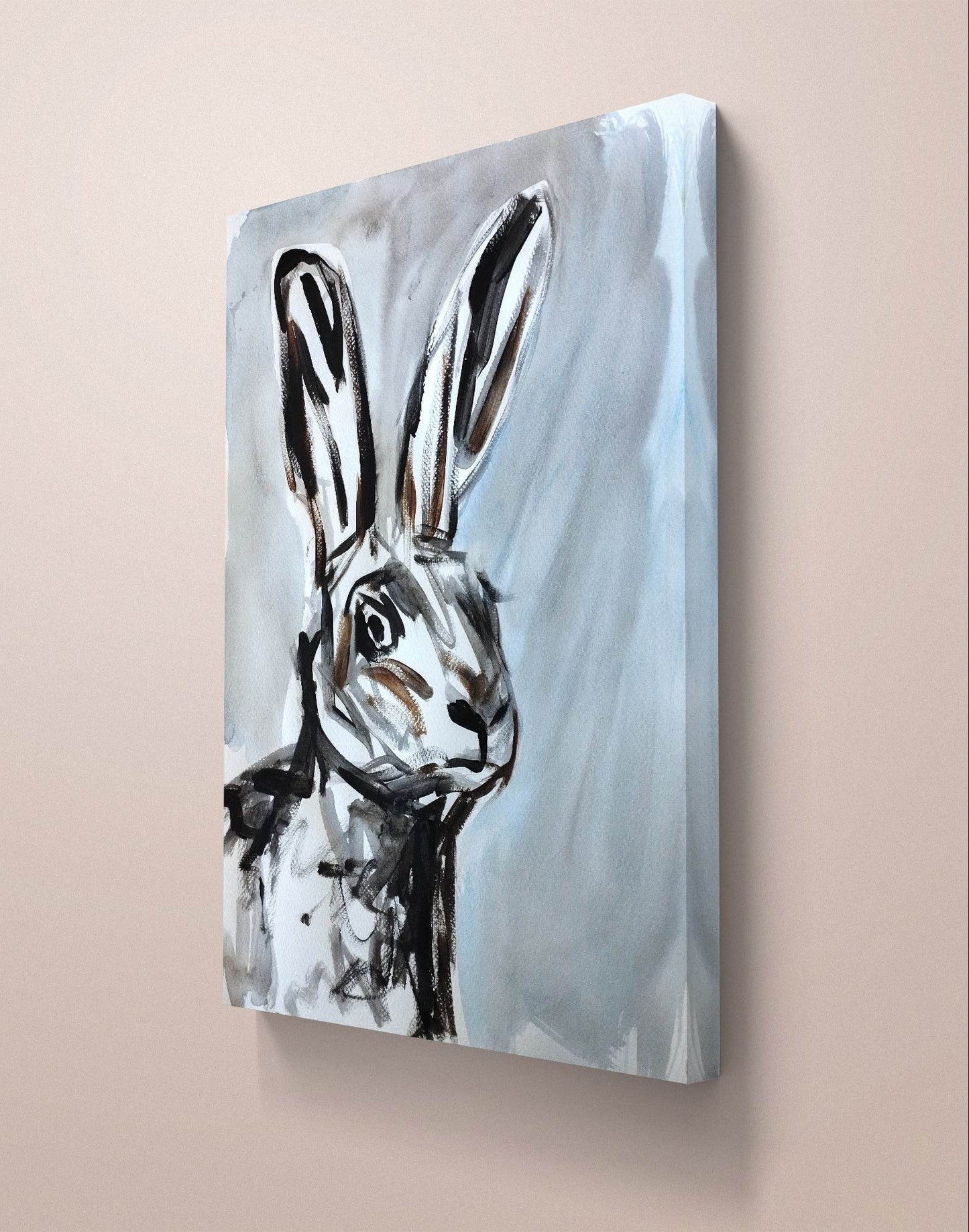 Aquarellbild Hasenporträt (30 × 40 cm)