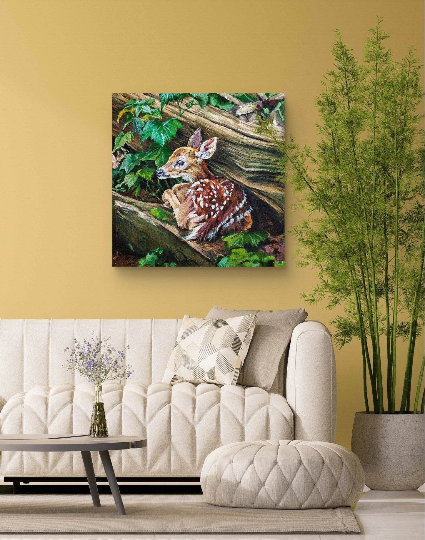 Heinz Acrylbild Wandbild junges Reh Acryl auf Leinwand (100 x 100 cm)