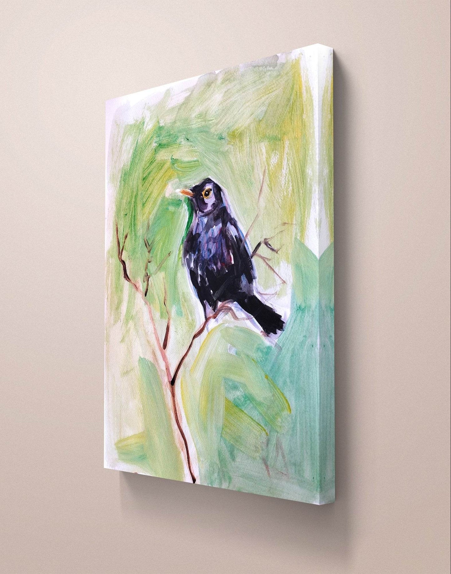Aquarellbild Amsel (30 × 40 cm)