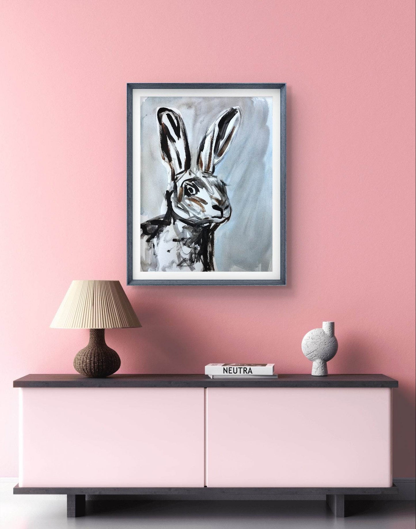 Aquarellbild Hasenporträt (30 × 40 cm)