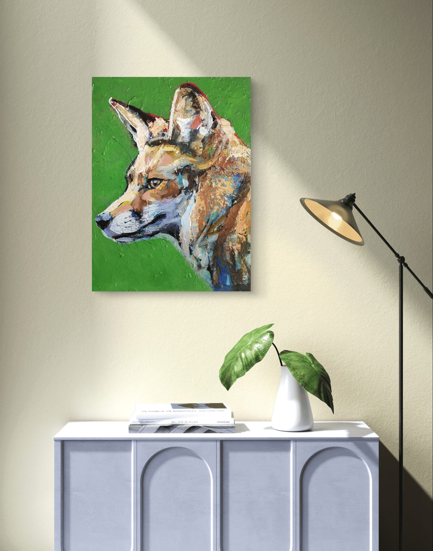 Premium Gemälde "Grüner Fuchs" 30 x 40 cm - Heinz