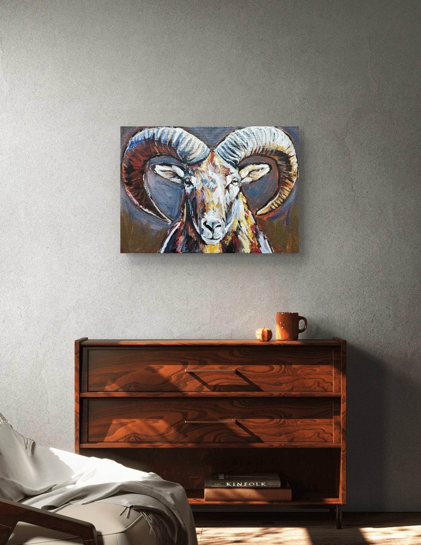 Gemälde Steinbock – handgemaltes Original Acrylbild (50 x 70 cm)