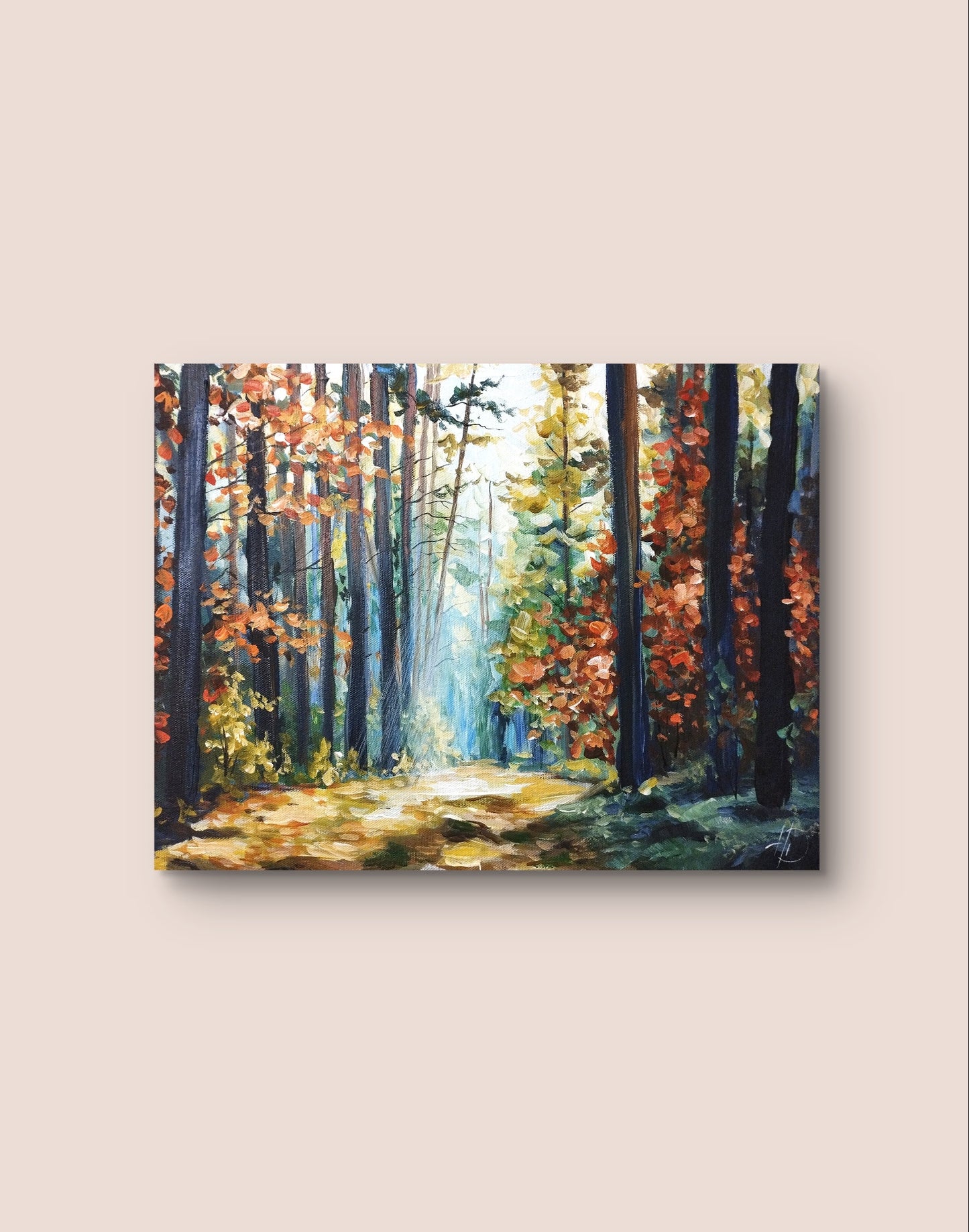Premium Gemälde "Herbstwald im Glanz" 30 x 40 cm - Heinz