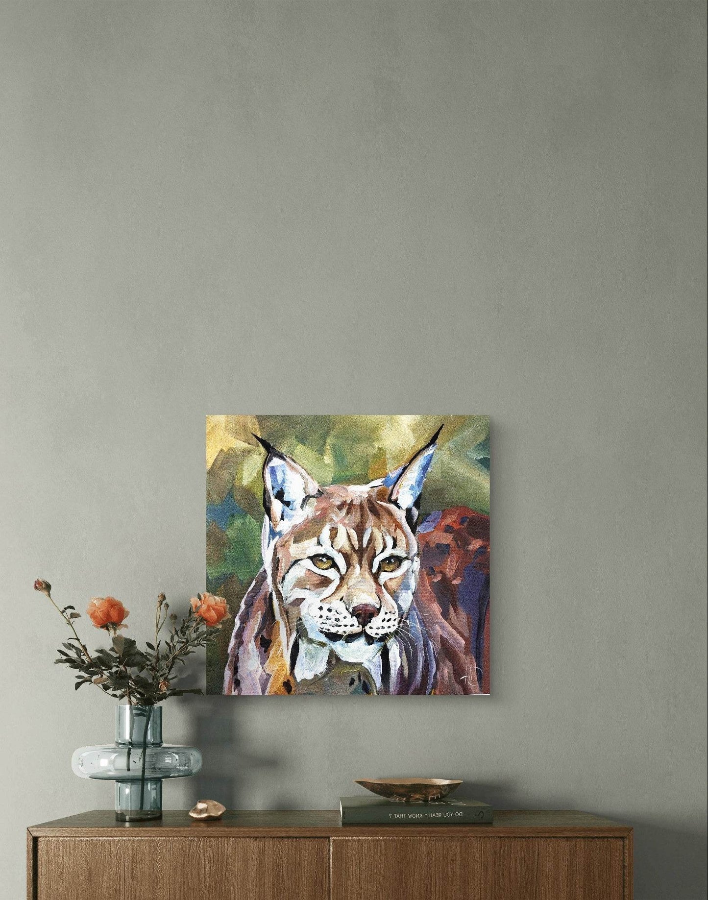 Gemälde Luchs – handgemaltes Original Acrylbild (40 x 40 cm)