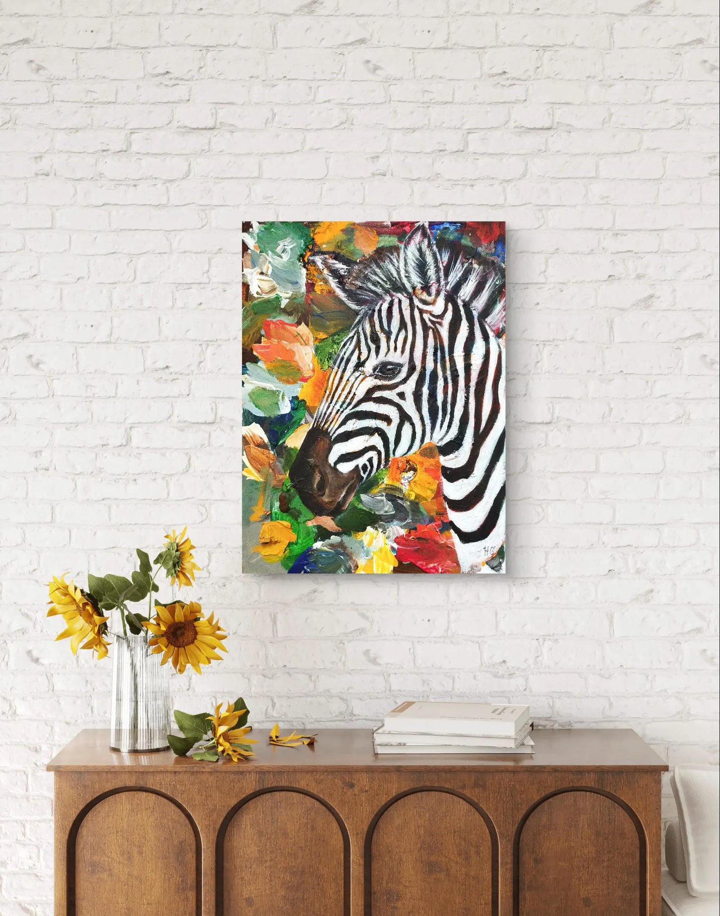 Painting Zebra on the Savannah – hand-painted original acrylic painting (30 x 40 cm)