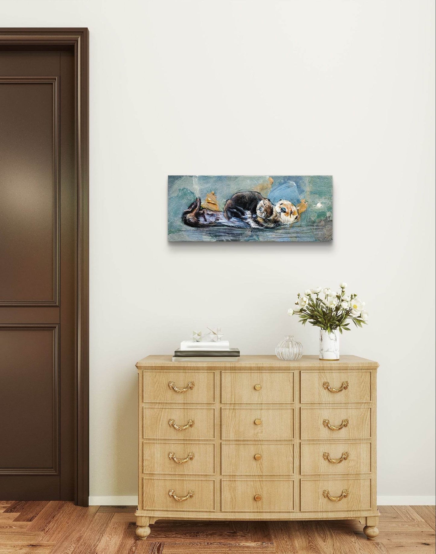 Gemälde Otter – handgemaltes Original Acrylbild (50 x 20 cm)