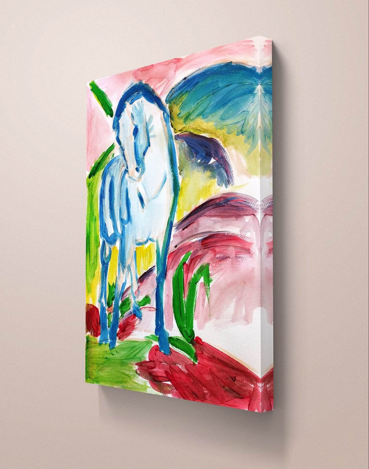 Aquarellbild Der Blaue Reiter von Franz Marc (30 × 40 cm)