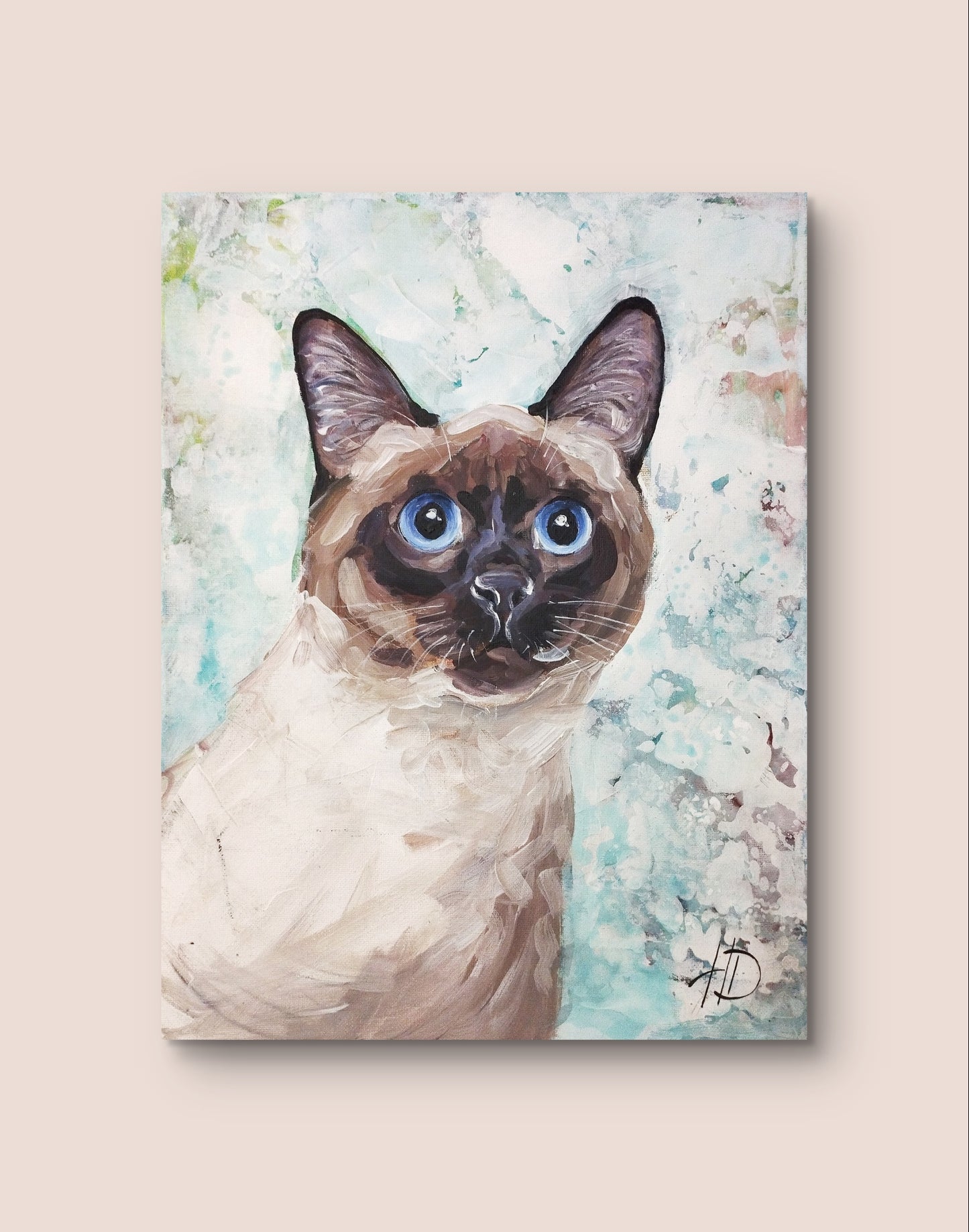 Heinz Acrylbild Acrylgemälde auf Leinwand - "Katzenblick mit Tiefe" 30 x 40 cm