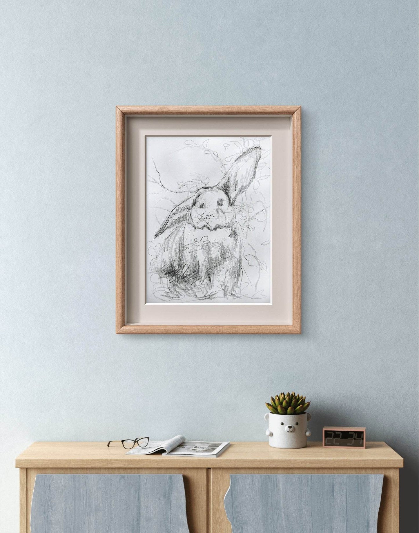 Skizze Kaninchenblick (30 × 40 cm) - H1Z Art