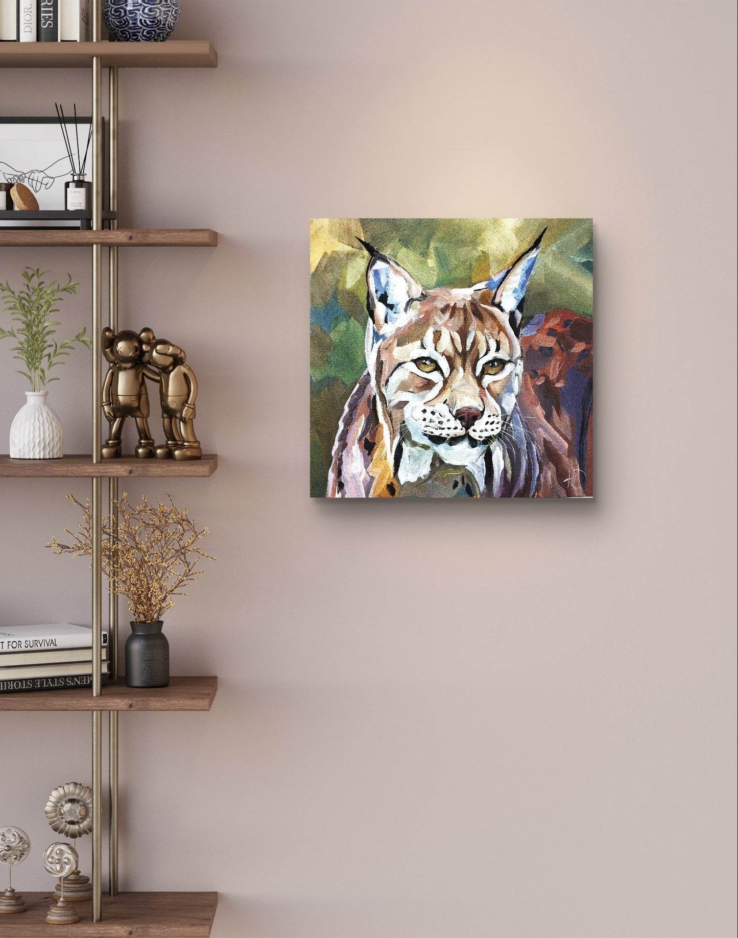 Gemälde Luchs – handgemaltes Original Acrylbild (40 x 40 cm)